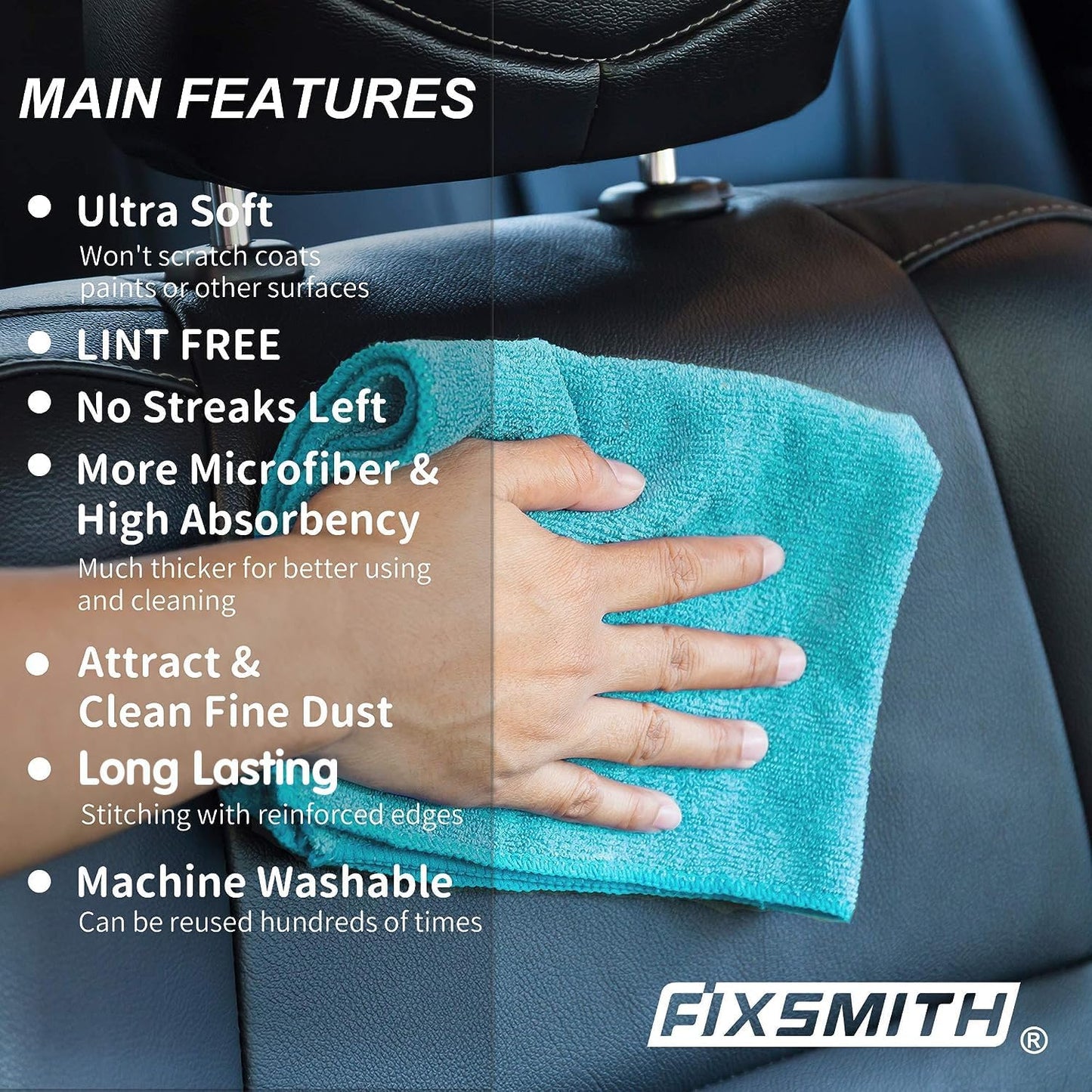 FIXSMITH Microfiber Cleaning Cloth - Pack of 50, Microfiber Towels for Cars 16 x 12 in, Highly Absorbent Cleaning Rags, Lint-Free, Streak-Free Cleaning Cloths for Car Kitchen Home Office