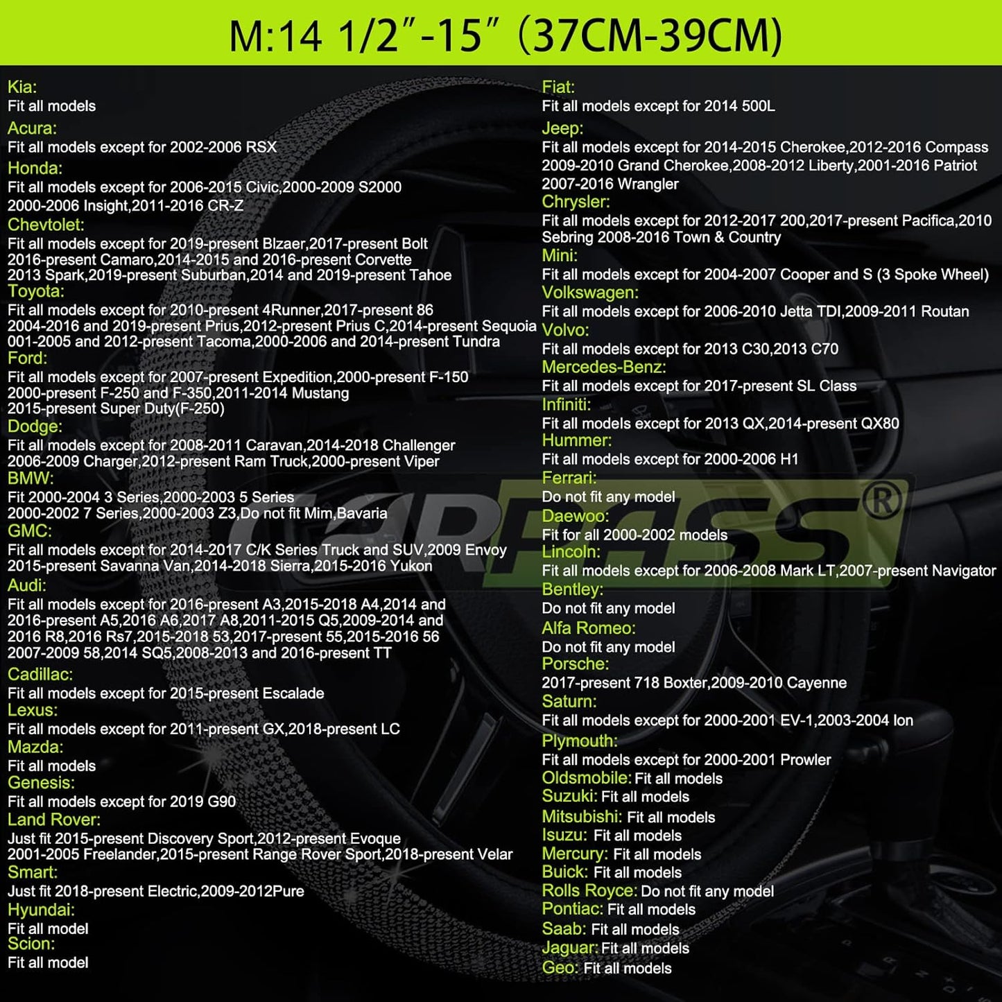 CAR PASS Rhombus Leather Universal Steering Wheel Cover, Fit for Suvs,Trucks,Cars,Sedans,Vans (Black&Dark Purple)