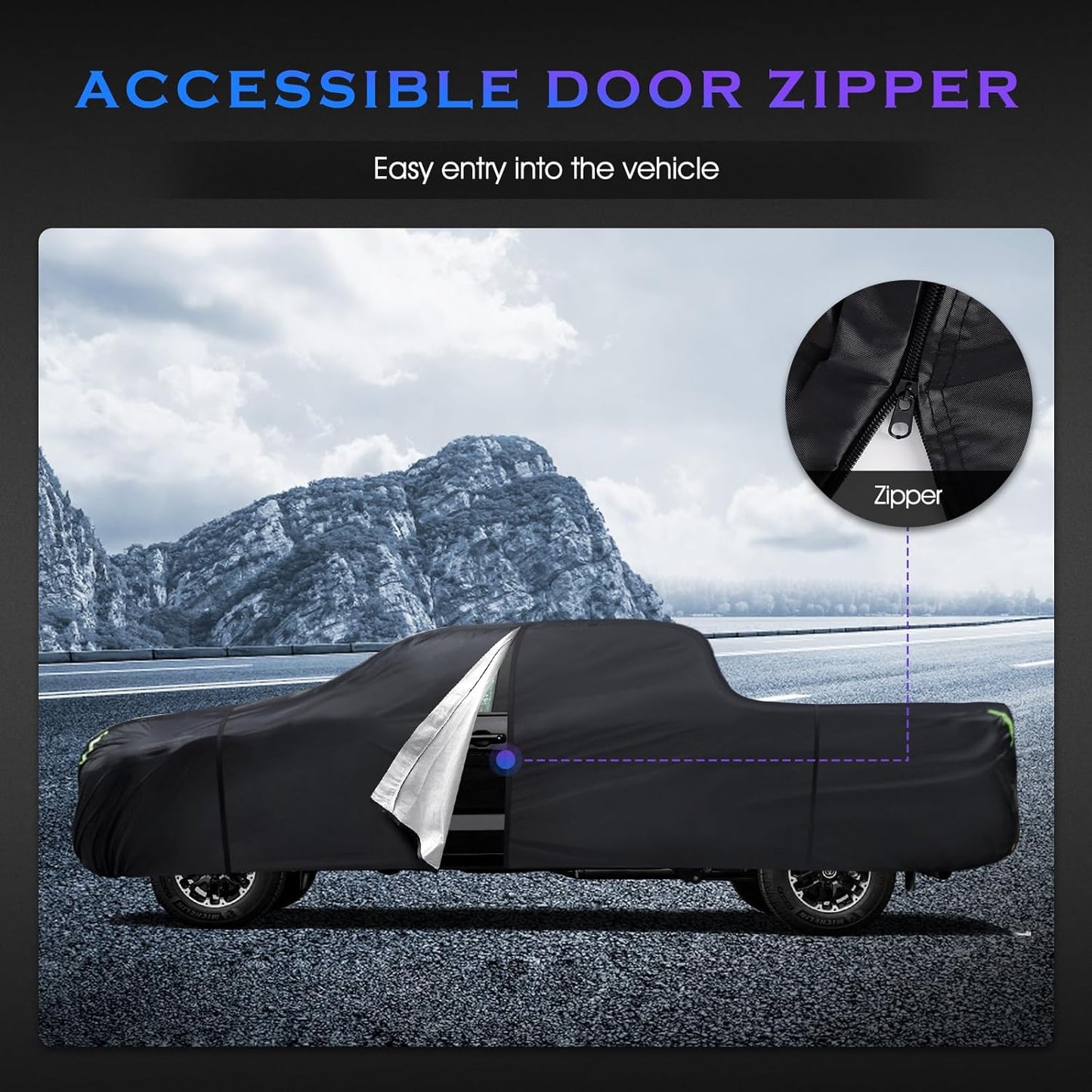 Car Cover Custom Fit for Toyota Tundra 2007-2024,6 Layers Truck Cover Waterproof All Weather for Automobiles,Outdoor Full Exterior Cover Black,Up to 233.6 inch, 5.5 Bed Length