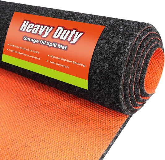 Heavy Duty Oil Spill Mat, Garage Floor Mat for Under Car, 64" X 32", Waterproof, 1/4" Rubber Backing Protects Floor, Reusable, Absorbs All Types of Spills, Oil Absorbent Pads (Black, 64" x 32")