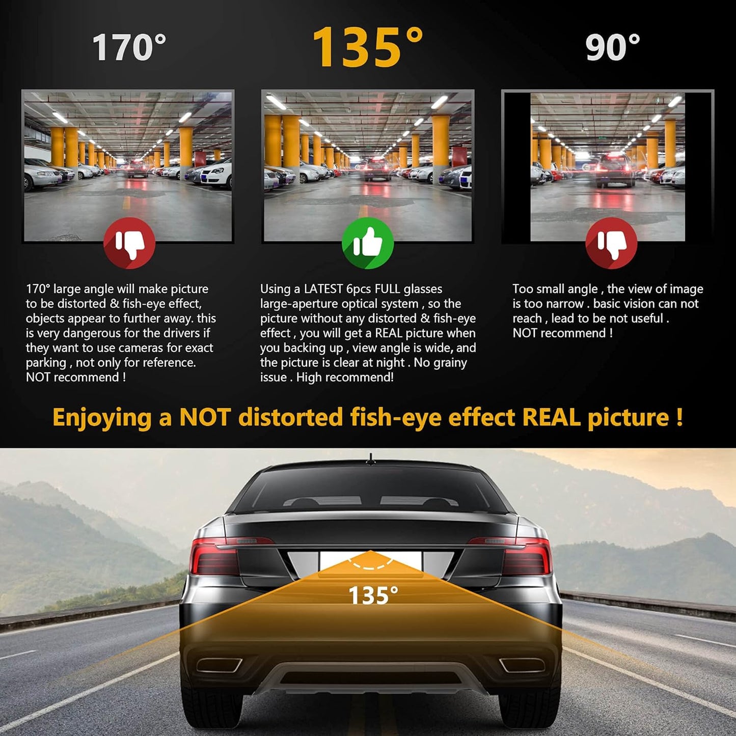 NATIKA Backup/Front View Camera: No Distorted Affect Starlight Night Vision HD Waterproof 720P AHD and TVI Hitch Backup/Reverse/Rear View Camera License Plate for Cars Pickup Trucks SUV RV Van