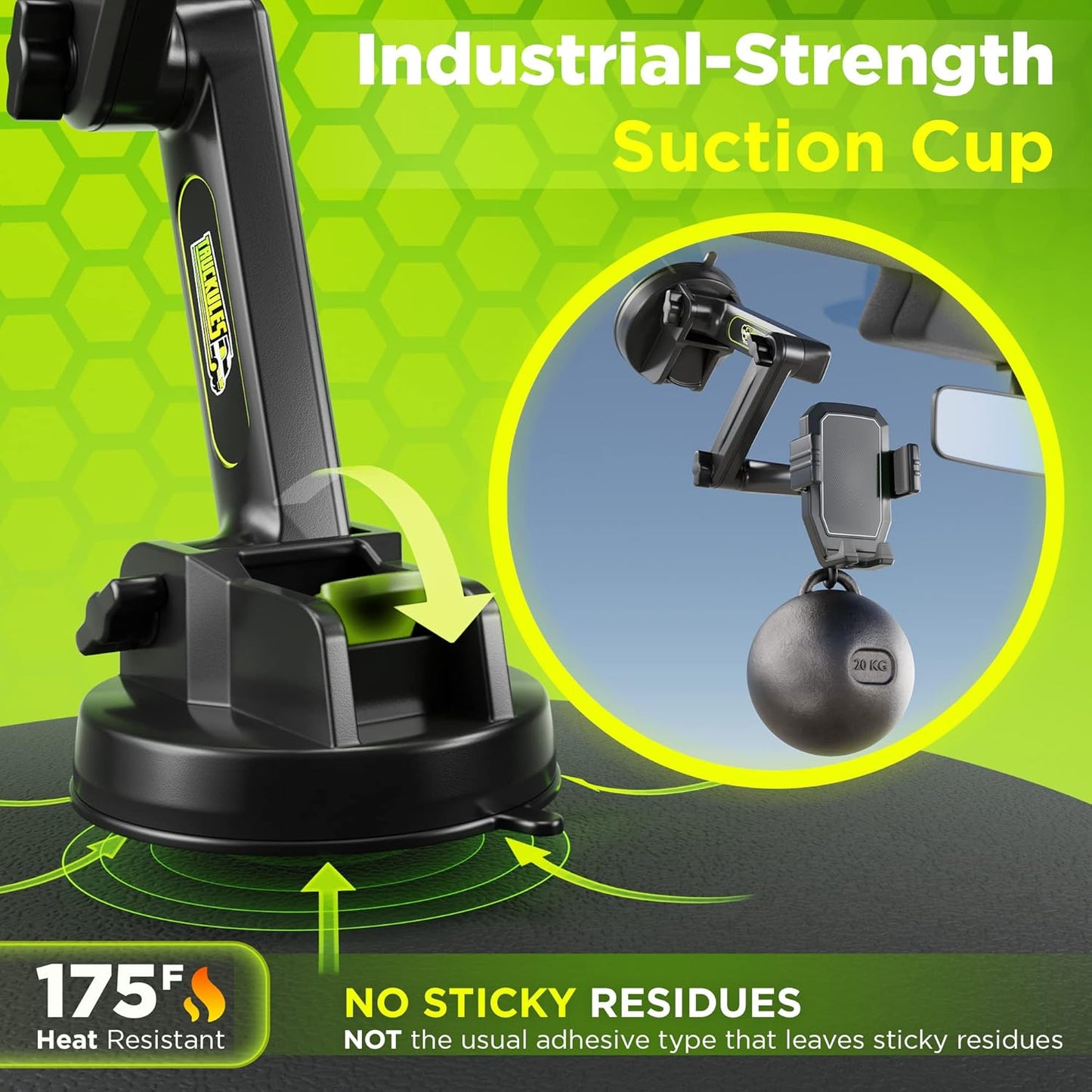 Phone Mount for Truck Phone Holder for Truck - Heavy Duty Super Suction Cup, Mobile Device Holder Dashboard Window 16.9 inch Long Arm & Stable, iPhone & Samsung Compatible, Semi Trucker, Gray