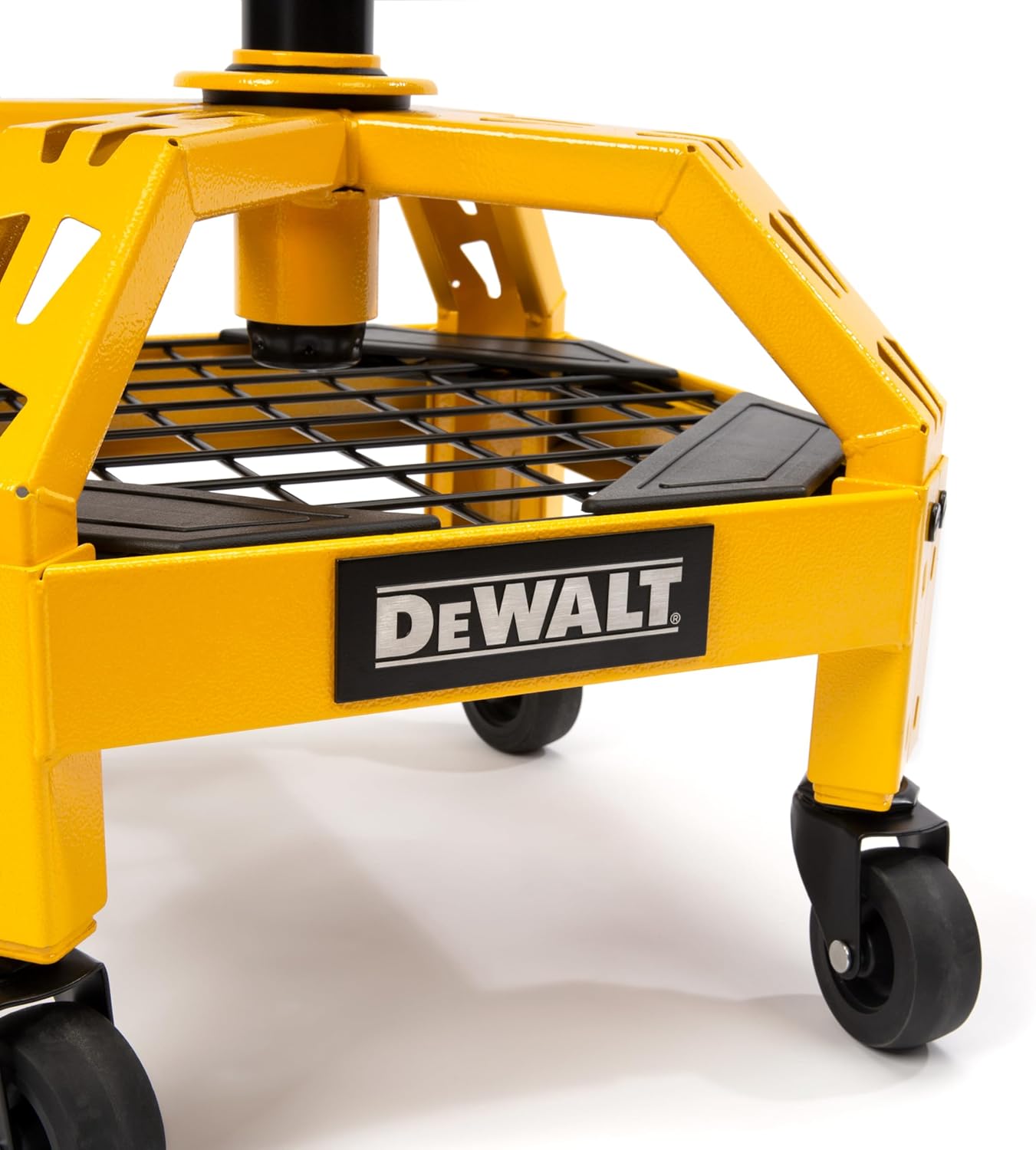DEWALT Heavy-Duty Metal Rolling Stool for Shop or Garage, Padded 360-degree Swivel Seat, Durable Steel Frame, Adjustable