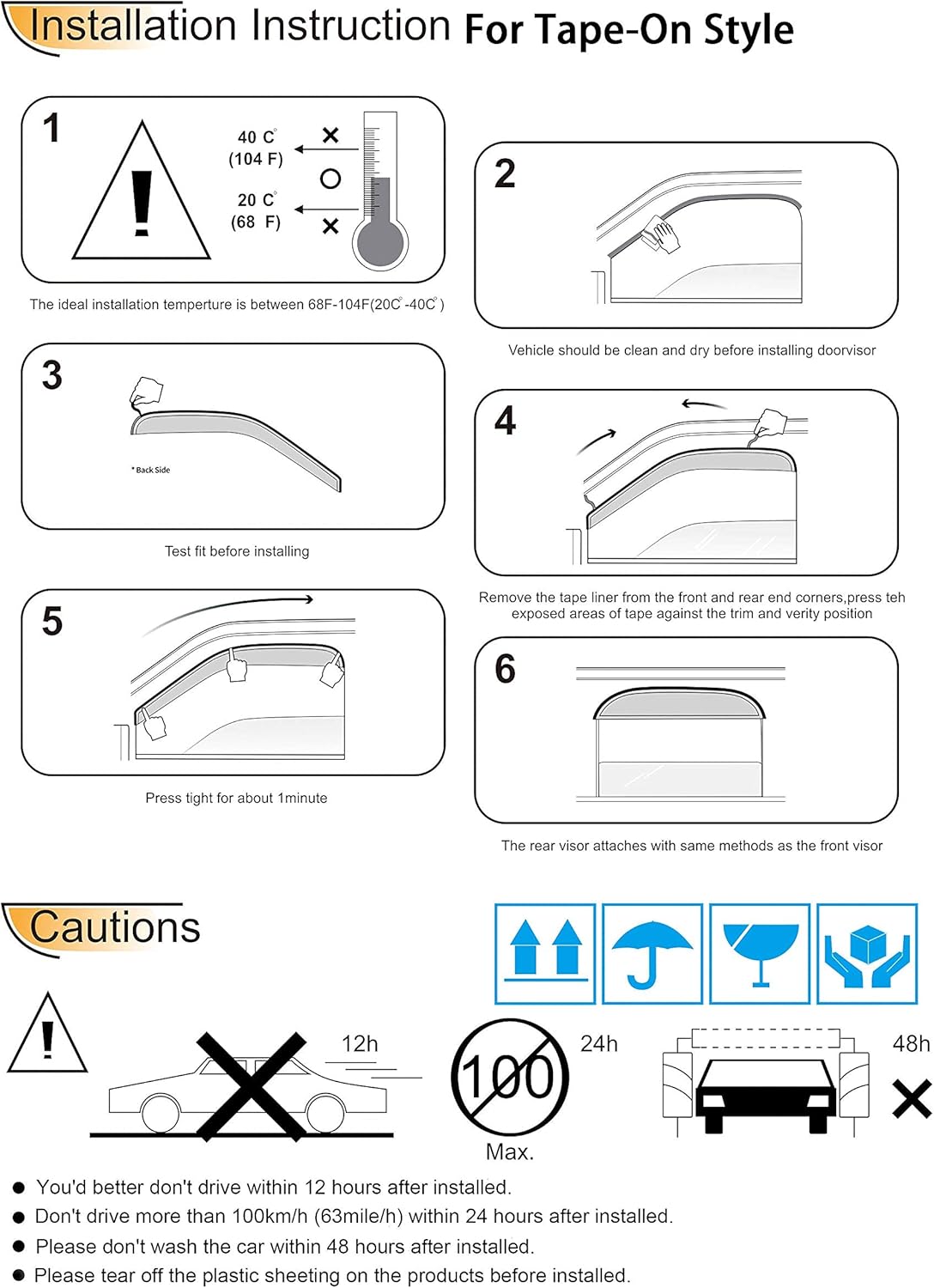 4pcs Side Wind Deflector,Out-Channel Tape On Sun Rain Guards, Dark Smoke Nice Looking Window Visor fit for 2005-2012 Nissan Pathfinder 94512