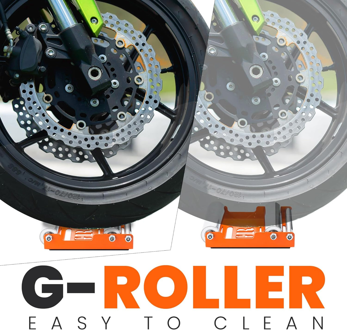 Grand Pitstop Motorcycle Wheel Cleaning Stand - Paddock Stand Replacement - Wheel Roller Stand for tire Cleaning & Chain Lubrication - GRoller Medium (Bikes < 485 lb & Tyre Width <180 mm)