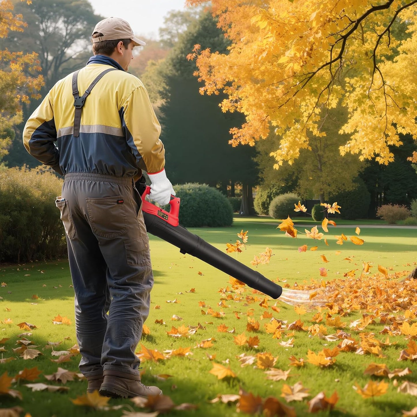 Cordless Leaf Blower for Milwaukee 18V Battery, 450CPM Electric Leaf Blower with 130MPH, Copper Motor, Handheld for Lawn Care, Yard (Battery Not Included) (Red)