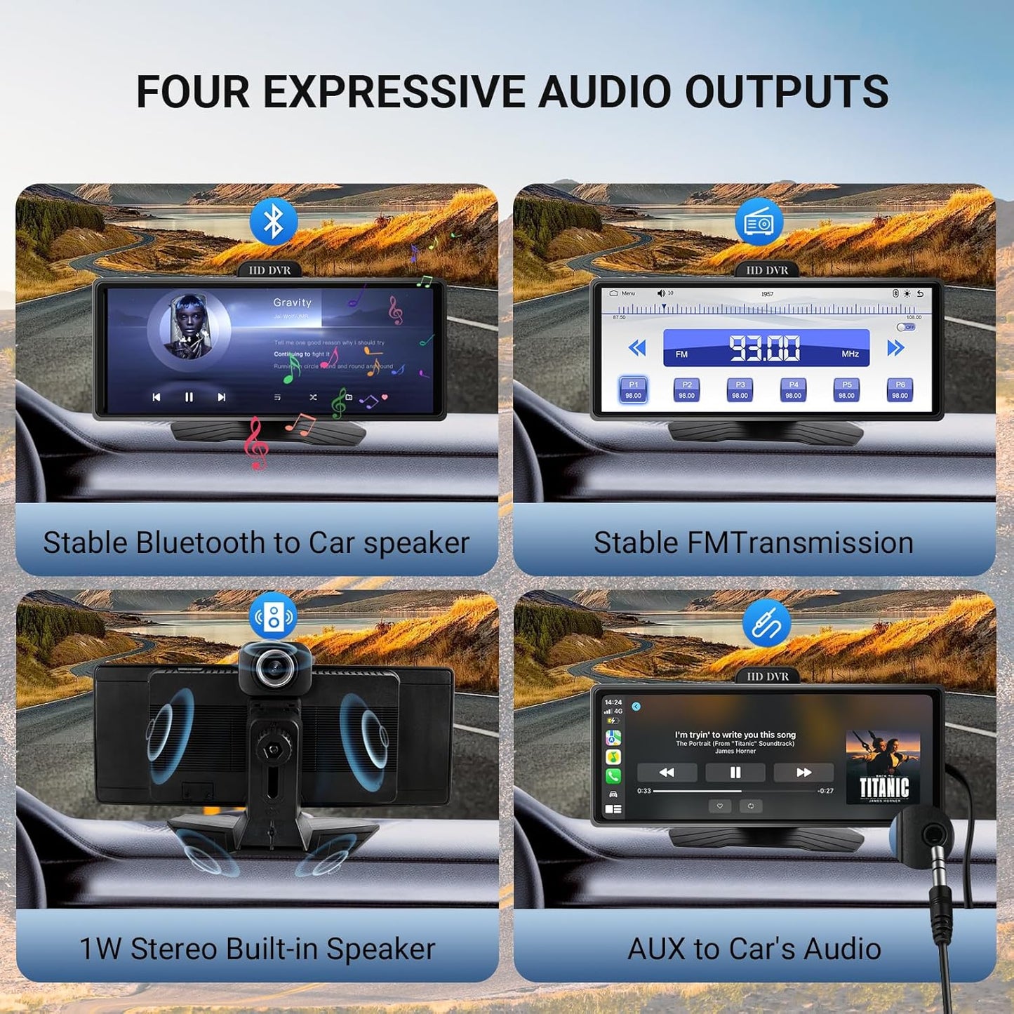‌9.26 Inch Wireless Apple CarPlay & Android Auto Car Display with 1080P Dash Cam & Backup Camera All-in-One Smart Car Stereo Free 64GB SD Card