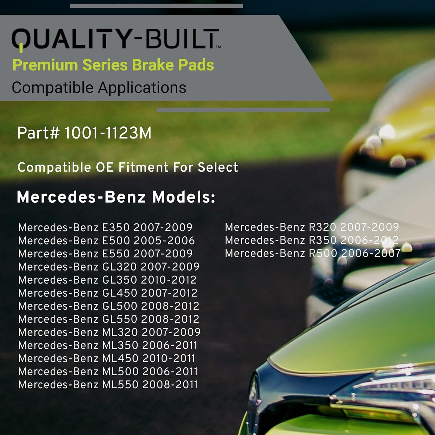 Premium Semi-Metallic Front Brake Pads (1001-1123M) Compatible with 2005-2012 Mercedes-Benz (E350/E500/E550/GL320/GL350/GL450/GL500/GL550/ML320/ML350/ML450/ML500/ML550/R320/R350/R500)