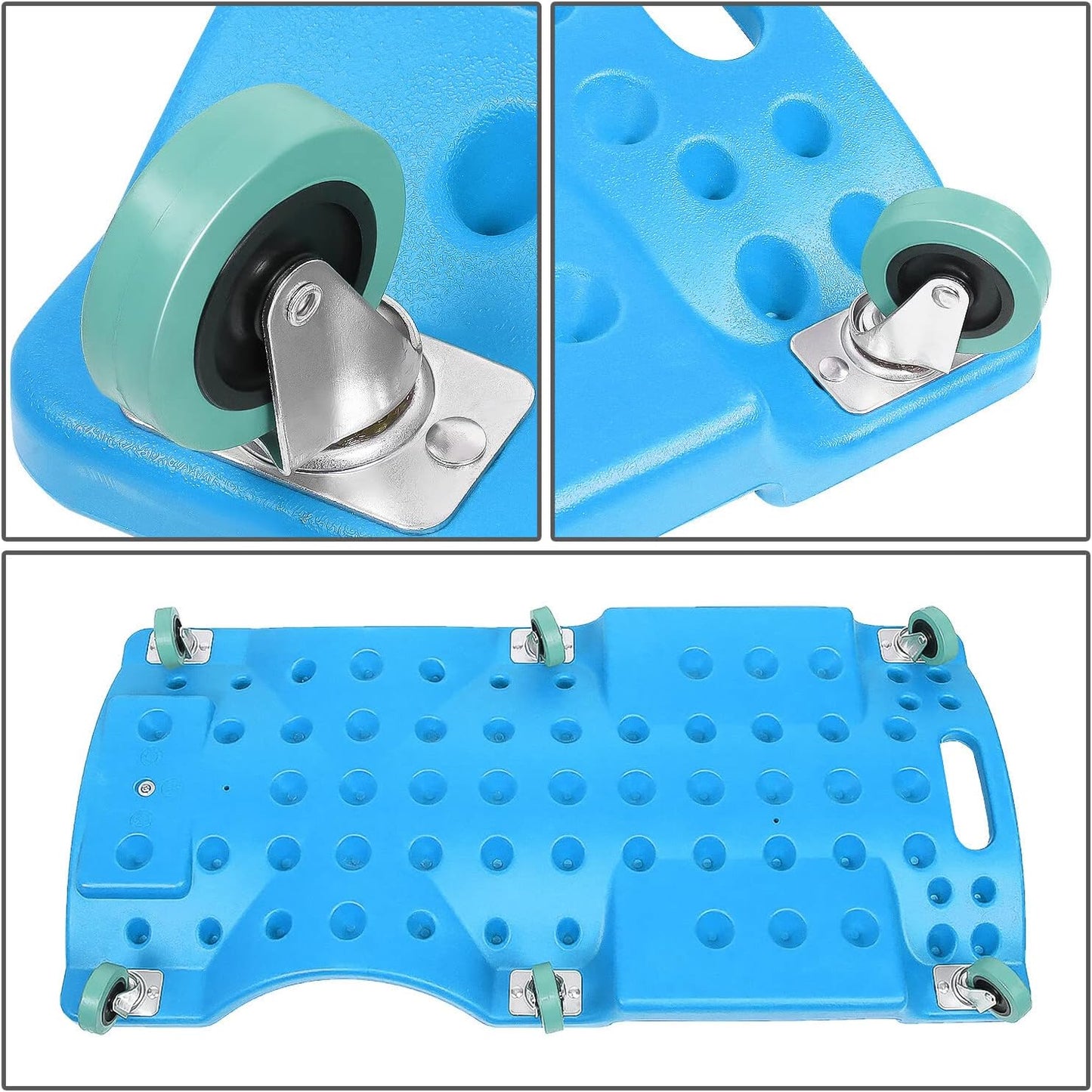 DNA MOTORING 40Inch Low Profile Plastic Rolling Garage Shop Creeper with Padded Headrest,Tool Trays & 6pcs Casters,Blue, TOOLS-00217