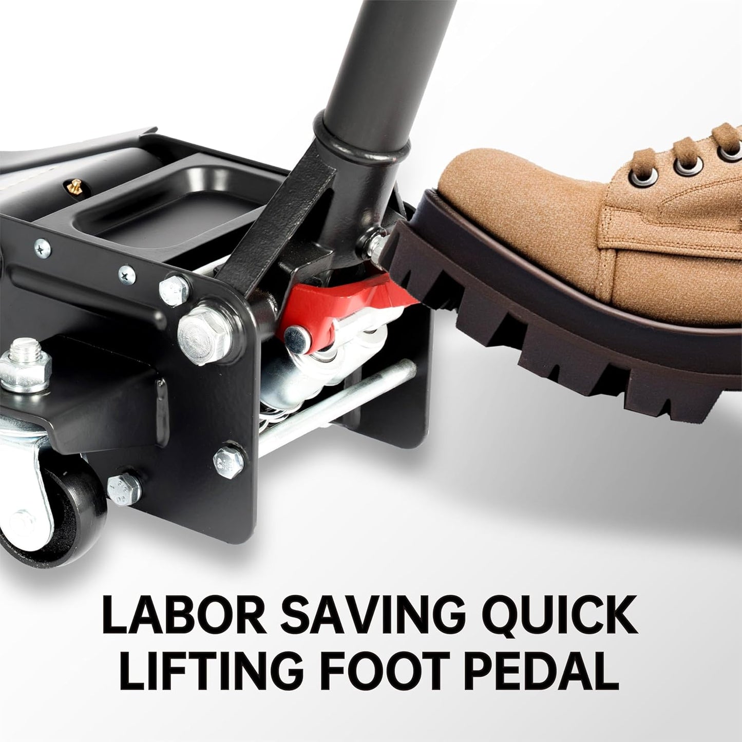 3-Ton (6600lbs) Low-Profile Dual Pistons Heavy-Duty Steel Racing Floor Jack with Quick Lift Hydraulic Pump, Foot Pedal and Magentic Pad for Car Maintenance (Orange, 3 Ton Low Profile)