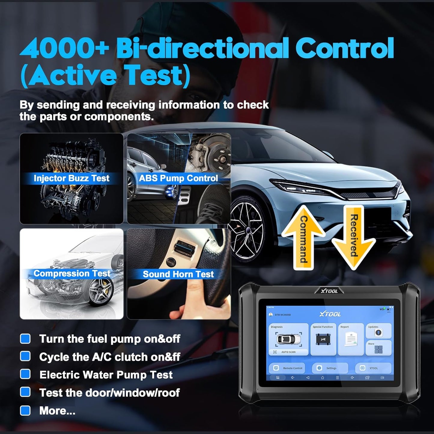 XTOOL D7W OBD2 Scanner Diagnostic Tool: 2025 Wireless Ver. of D7/D7S/D7BT, Bidirectional Scan Tool with ALL System Diagnostic, PMI, ECU Coding, 39+ Resets, 3-Year Updates, CAN FD/DoIP, Scanner for Car