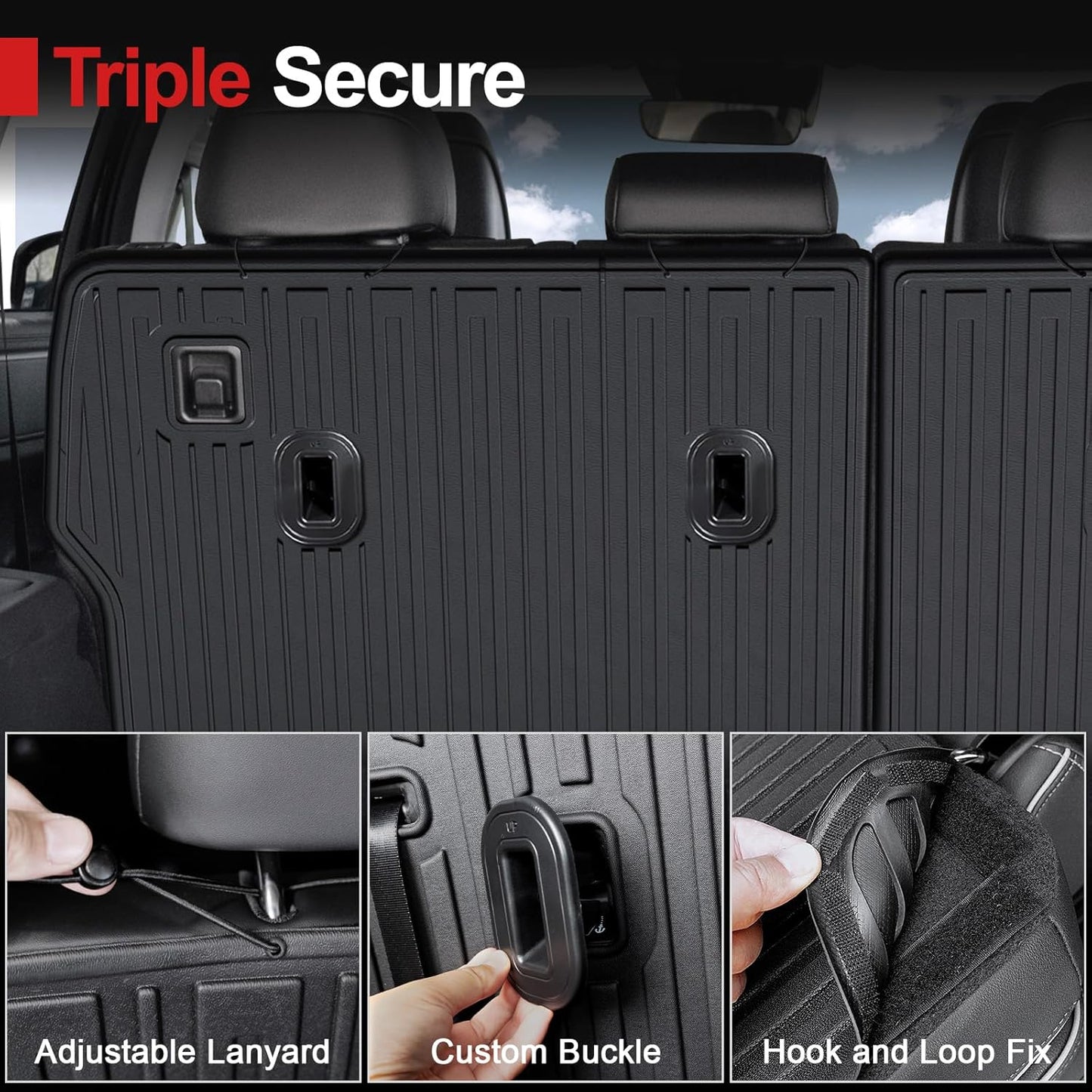 2nd Row Backrest Mat for 2024 2025 Hyundai Santa FE, All Weather TPE Seat Back Covers Durable Kick Mats for 2025 Hyundai Santa Fe Accessories (Fit Hybrid and Fuel)