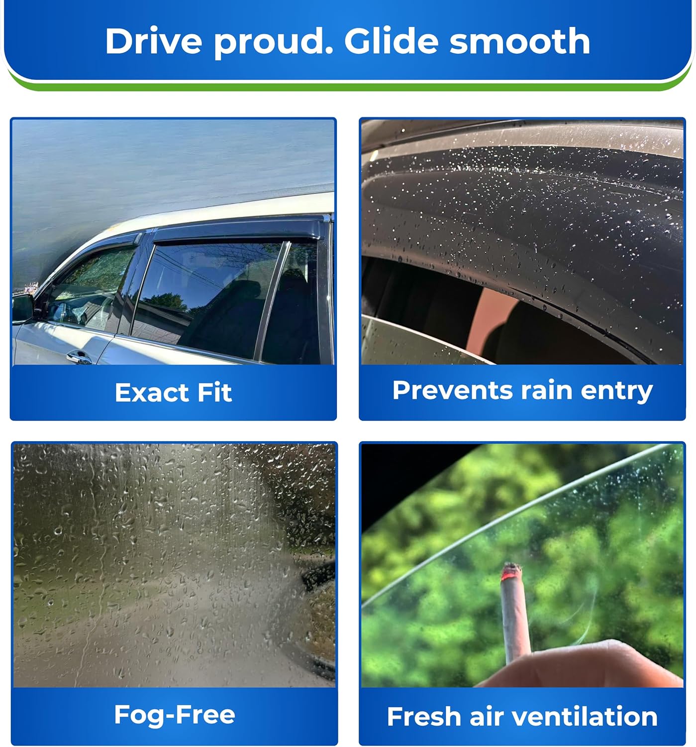 KPY Window Visor Compatible with BMW 3 Series Sedan 2005-2011, 4PC Rain Guard Side Window Vent Deflectors Tape-On Style, 2005 2006 2007 2008 2009 2010 2011 (323 325 328 330 335 M3)