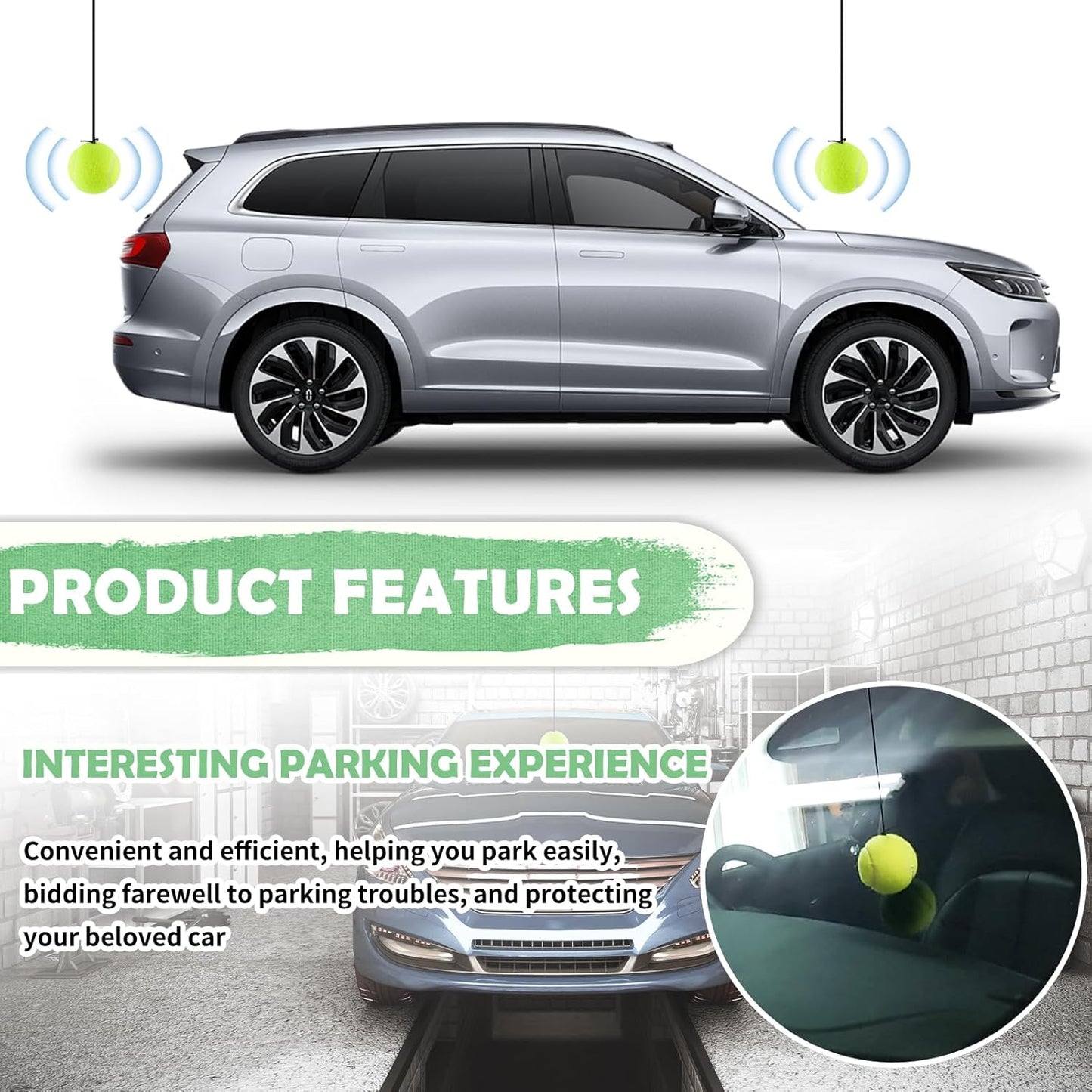 4PCS Tennis Garage Parking Aid with Lanyard,Height Adjustable Parking Stopper for Garage for Guided Parking,Garage Parking Sensor Avoid Crash and Scratch Car Accessories (4PCS)