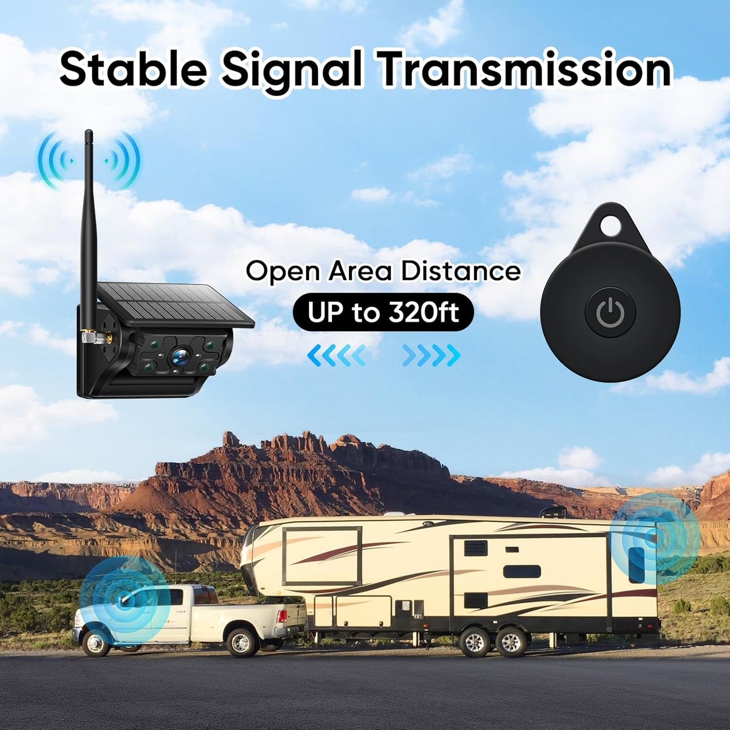 Portable 1080P Solar Magnetic Wireless Backup Camera with IR Night Vision, Easy Install Waterproof No Drilling, Rechargeable RV Camera 9900mAh Battery&Solar Panel for MYPIN Wireless Backup Camera kit