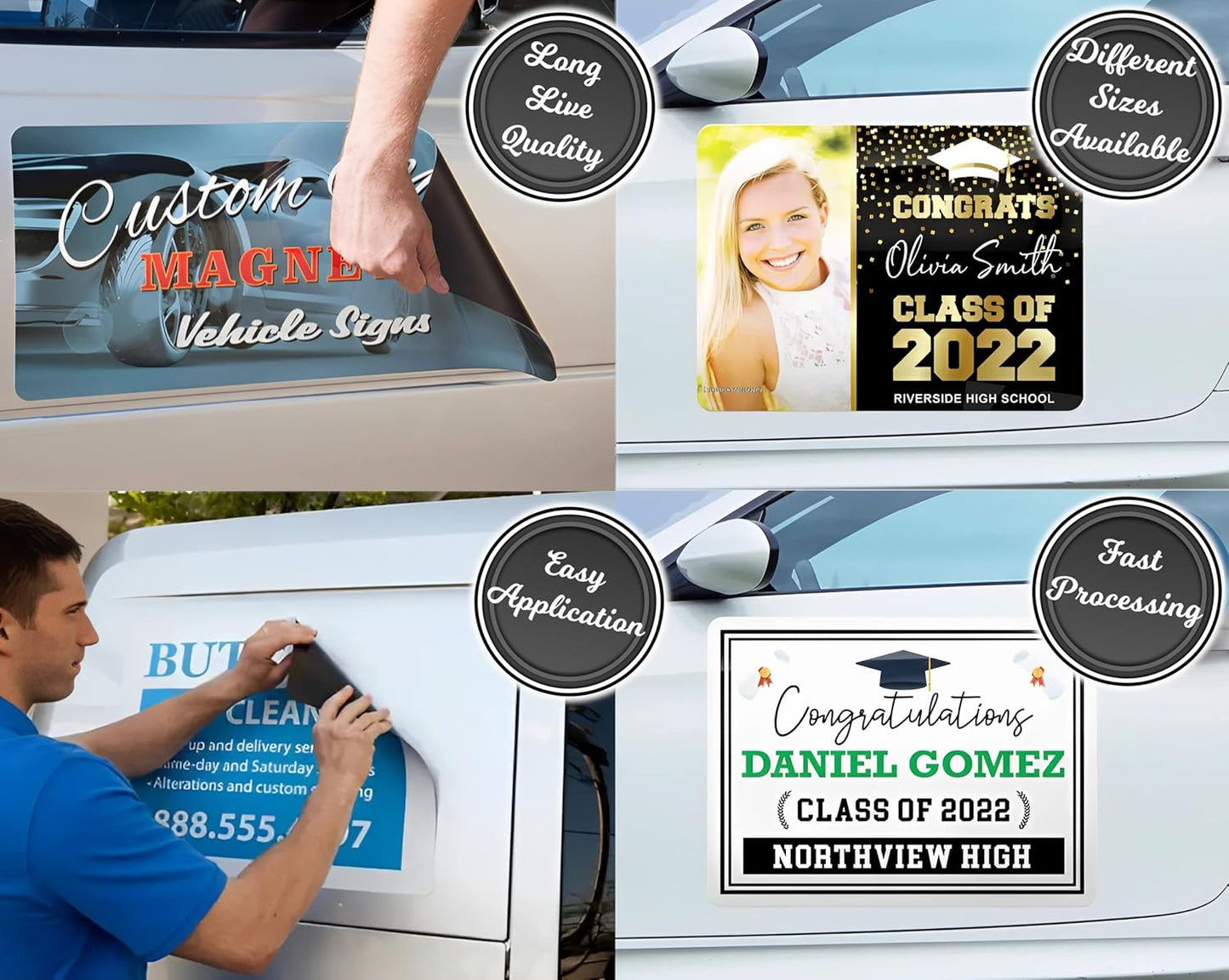 Choose Your Custom Sticker or Magnet ║ (50 Colors + Unlimited Fonts + 55 Sizes) ║ Make Your Own Text or Graphic on Decals or Magnets ║ Waterproof on Car Boat Mugs Window Mailbox ║ Made in The USA