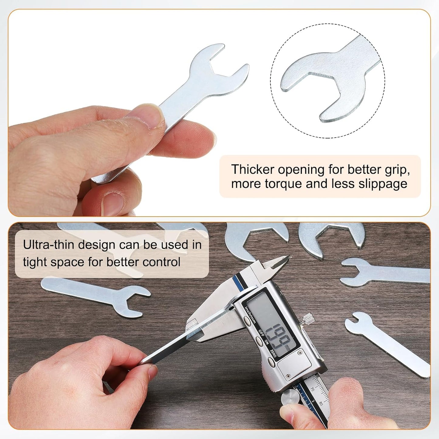 HARFINGTON 10pcs Small Wrench 13x70x1.5mm Metric U-Shaped Single Open Ended Spanner Super Thin Flat Head Galvanizing Wrench for Automotive Repair Furniture Assembly