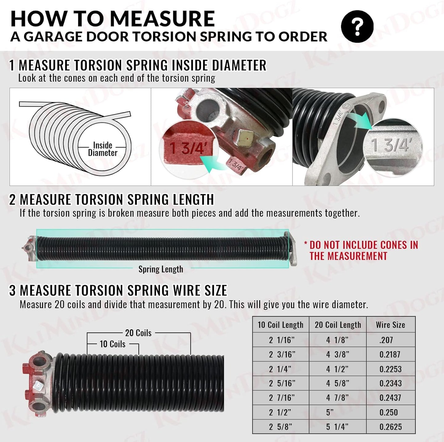 Pair of 1.75" Garage Door Torsion Springs Set with Non-Slip Winding Bars&Gloves, High Precision Electrophoresis Oil-Free Black Coated for Replacement, MIN 16,000 Cycles (0.218 x 1.75"x 33")