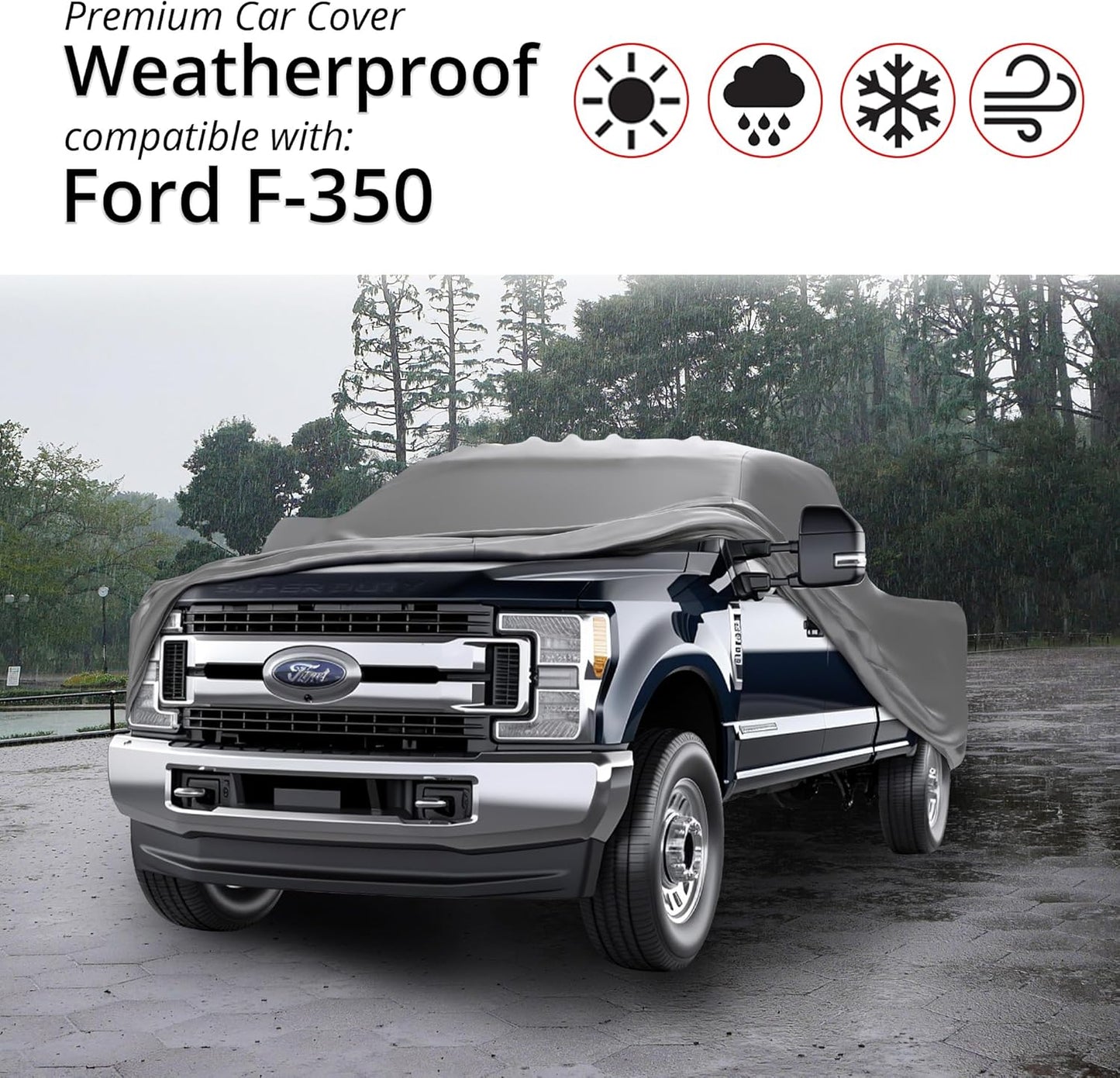 Car Covers Weatherproof Max Truck Cover & Warranty Compatible with Ford 2003-2019 F-350 Regular Cab, 8 with Camper Shell– Outdoor Cover, Prevents Theft with Cable Lock