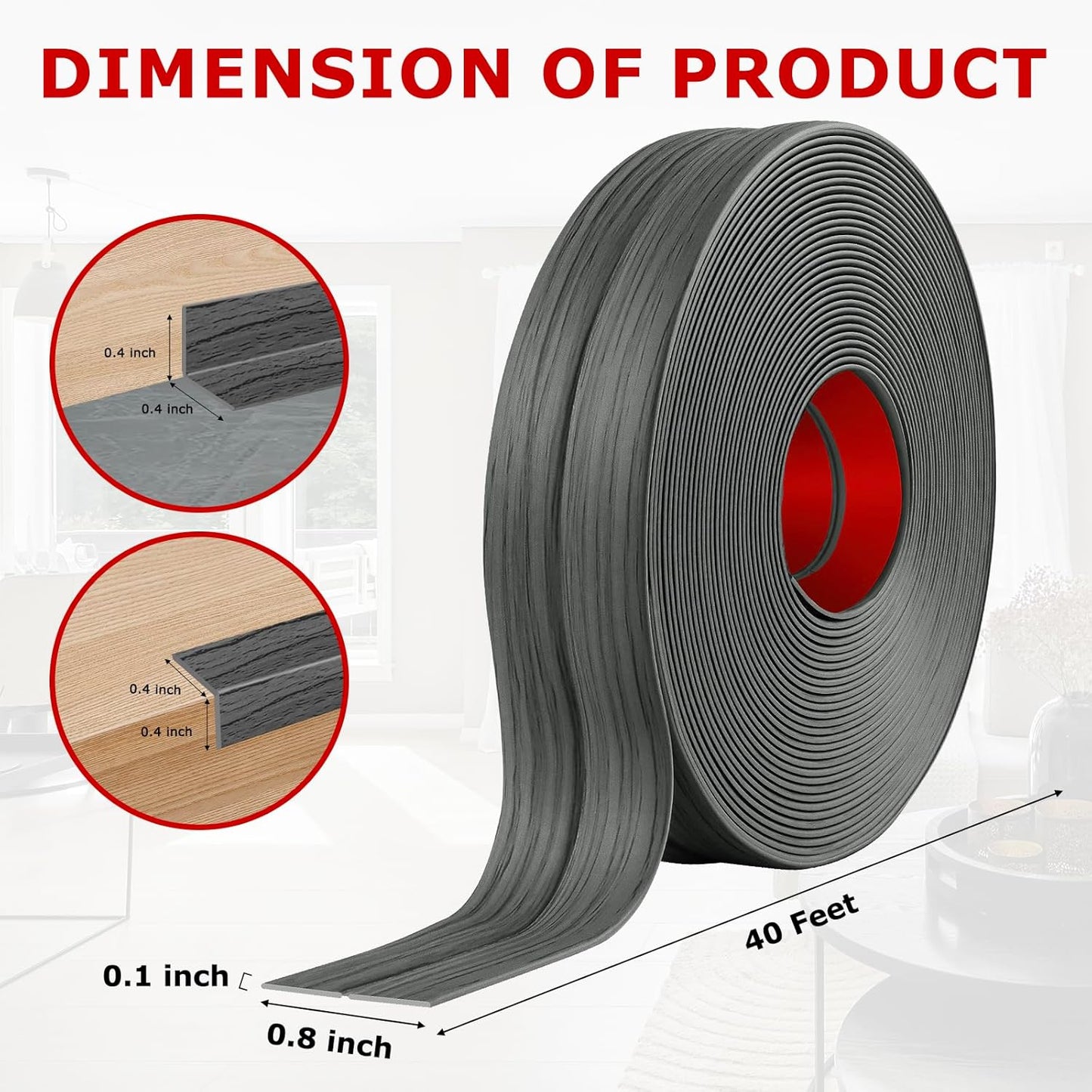 Flexible Wall Corner Protector Moulding Trim Peel and Stick Wall Corner Guards Edge Protector Self Adhesive Molding Trim Strip for Edge Ceiling (Deep Gray Wood Grain, 0.8 in x 40 Ft)