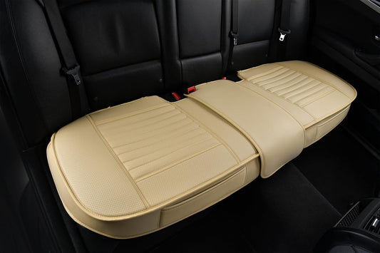 Back Seat Covers, Rear Seat Cushions, Auto Bench Protector with Breathable PU Leather and Non-Slip Bottom Universal for 4 Season (Beige, 61" x 20. 5")