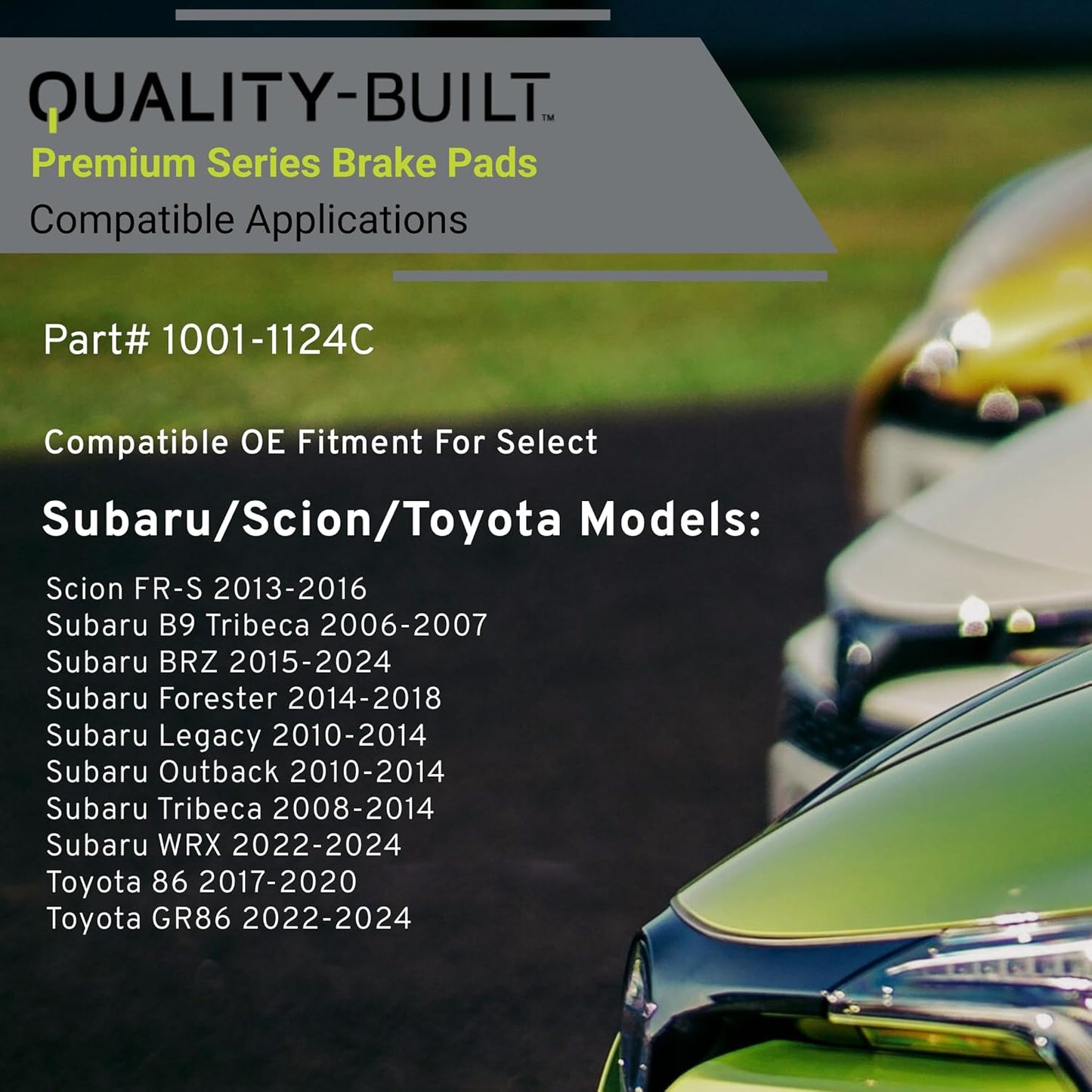 Premium Ceramic Rear Brake Pads (1001-1124C) Compatible with 2006-2024 Scion/Subaru/Toyota (86/B9 Tribeca/BRZ/Forester/FR-S/GR86/Legacy/Outback/Tribeca/WRX)