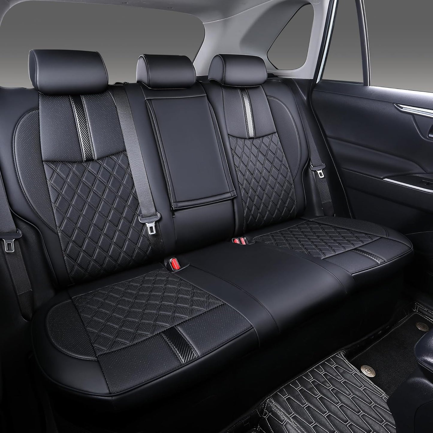 Custom Fit RAV4 Seat Covers for 2019-2025 Toyota RAV4 LE,XLE,XLE Premium,Limited Full Coverage Waterproof Leather Car Seat Covers Full Set(Black)