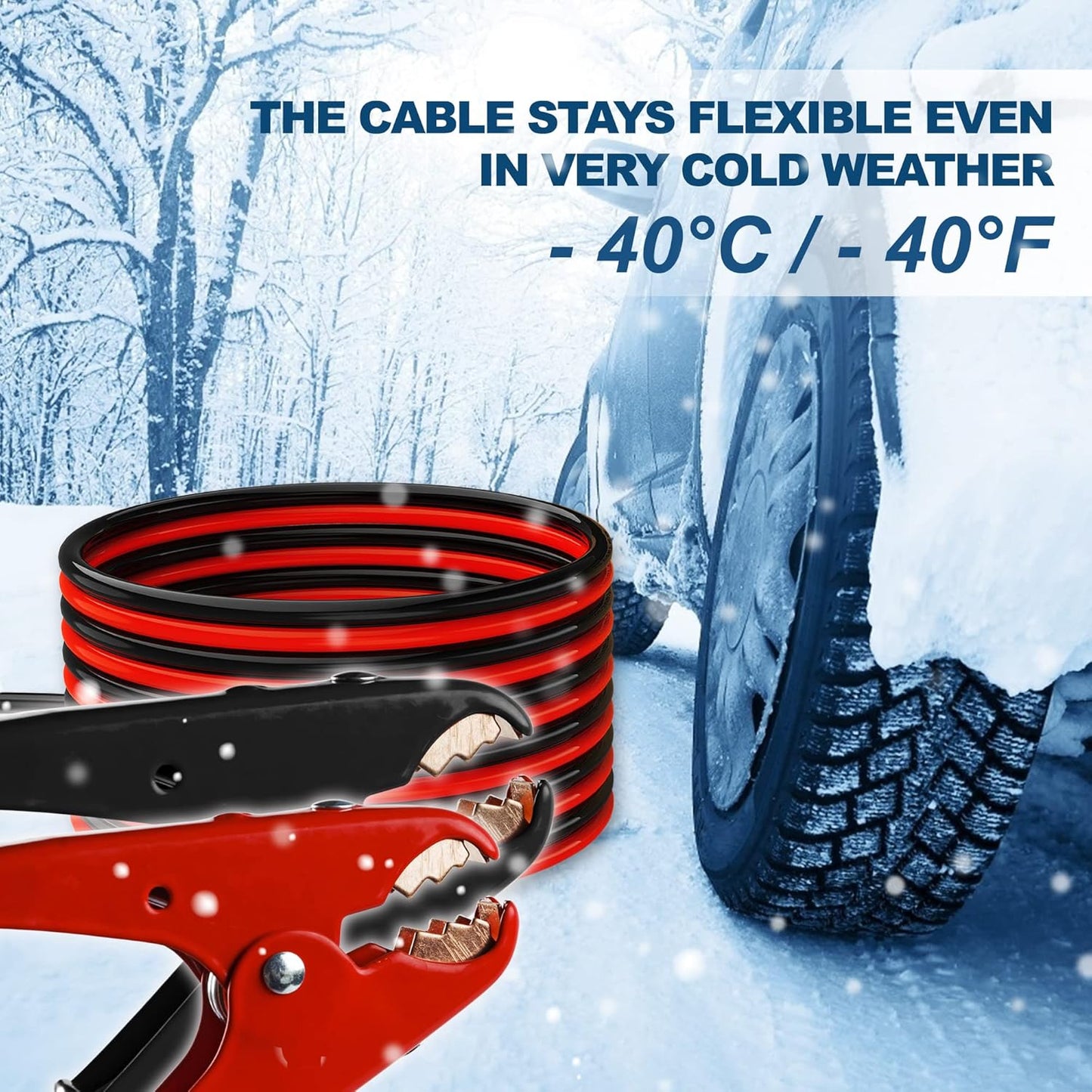 100% Pure Copper Jumper Cables 4 Gauge 20 Feet - Heavy Duty Battery Booster Cable 800 AMP with Carry Bag, Safety Gloves and Iron Brush Included(Copper 4AWG x 20FT)