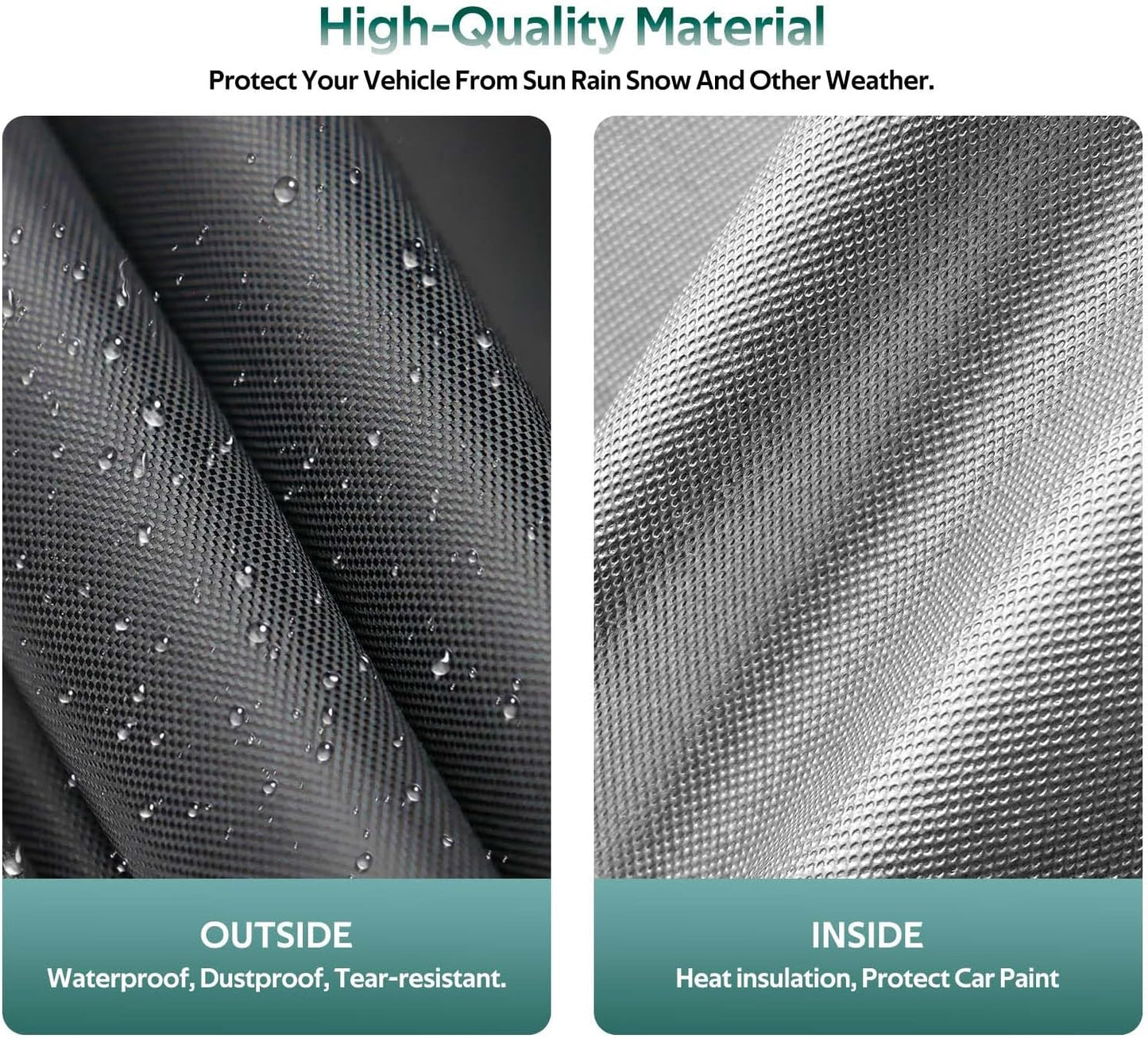 Full Exterior Covers Waterproof All Weather for Sedan & Coupe, Universal Fit for Dodge Charger, Cadillac CTS, BMW 740 750 Rain Winter Sun Protection. (Length: 194"-208")