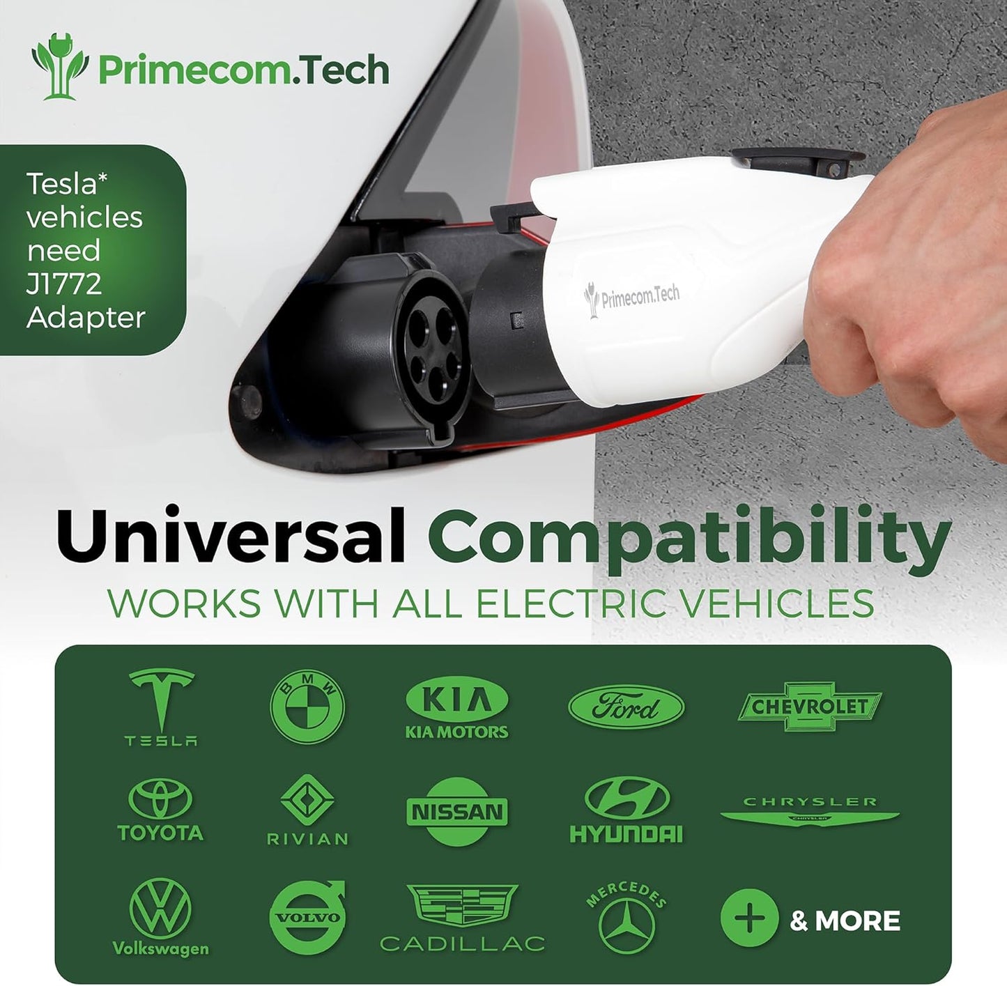 PRIMECOM 80 Amp 22KW 220Volt Level-2 18ft to 50ft Cord Lengths 20X Fast Smart Electric Vehicle EV Charging Station Ford Transit F-150 Lightning Lucid Air Polestar TeslaXS Taycan (40 Feet)