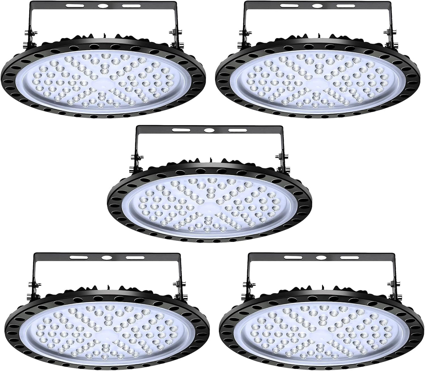 Viugreum 5 PACK 300W UFO LED High Bay Light, 30000LM 6500K Daylight White LED Warehouse Lighting, IP65 Waterproof Commercial Bay Lighting for Garage Barn Workshop Wet Location