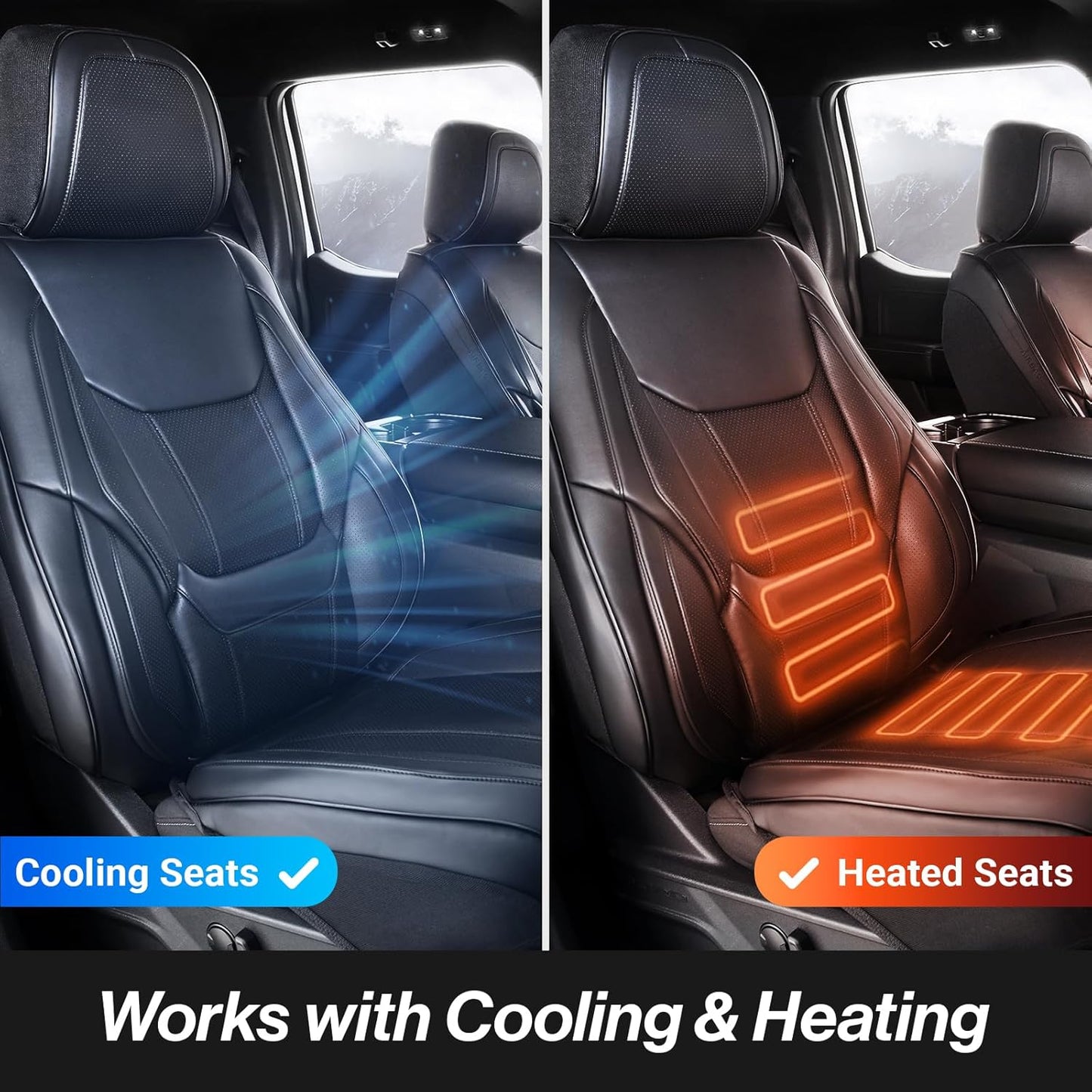 Coverland Custom Car Seat Covers Compatible with 2007-2014 Sierra 2500HD Extended Cab - Premium Leather Non-Slip Waterproof Cover Interior Protector Full Set-Black [See Size Chart-Size X114]