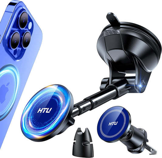 2025 Upgraded for Magsafe Car Mount [80LBS Strongest Suction & Military-Grade] Powerful Magnetic Cell Phone Holder for Car Dashboard Windshield for iPhone 16 15 14 Pro Max Mini (Dark Blue)