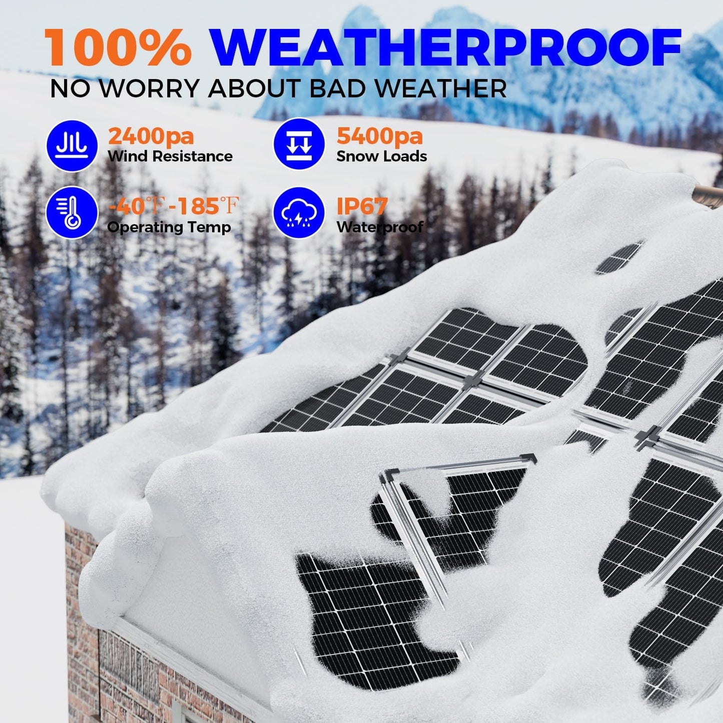 100W 12V Solar Panel, High Efficiency 9BB Cell Monocrystalline Solar Panels IP67 Waterproof, Suitable for RV, Marine, Rooftop, Home, Yacht, Off-Grid Applications (100W Single Panel)