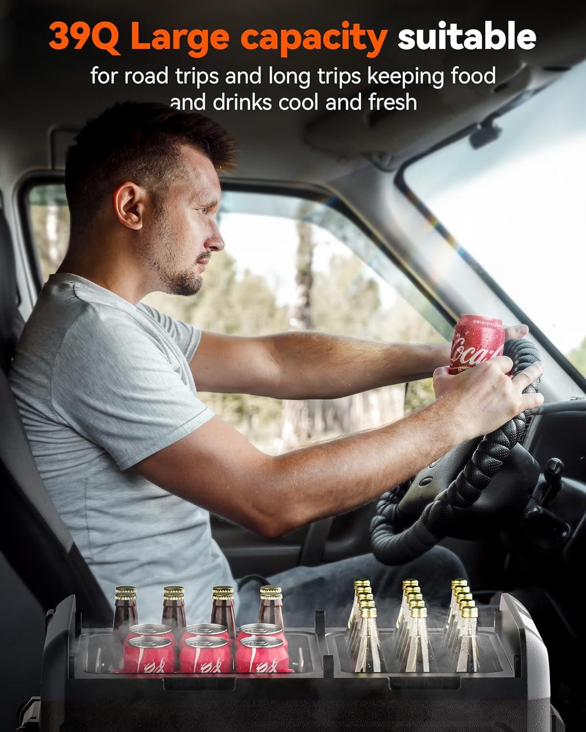 WOLFBOX 12V Car Refrigerator, 40 Quart Dual Zone Car Fridge, Portable Freezer(-8℉~68℉) with 12/24V DC 100/240V AC, APP Control Electric Cooler for Car, RV, Camping, Travel and Home Use