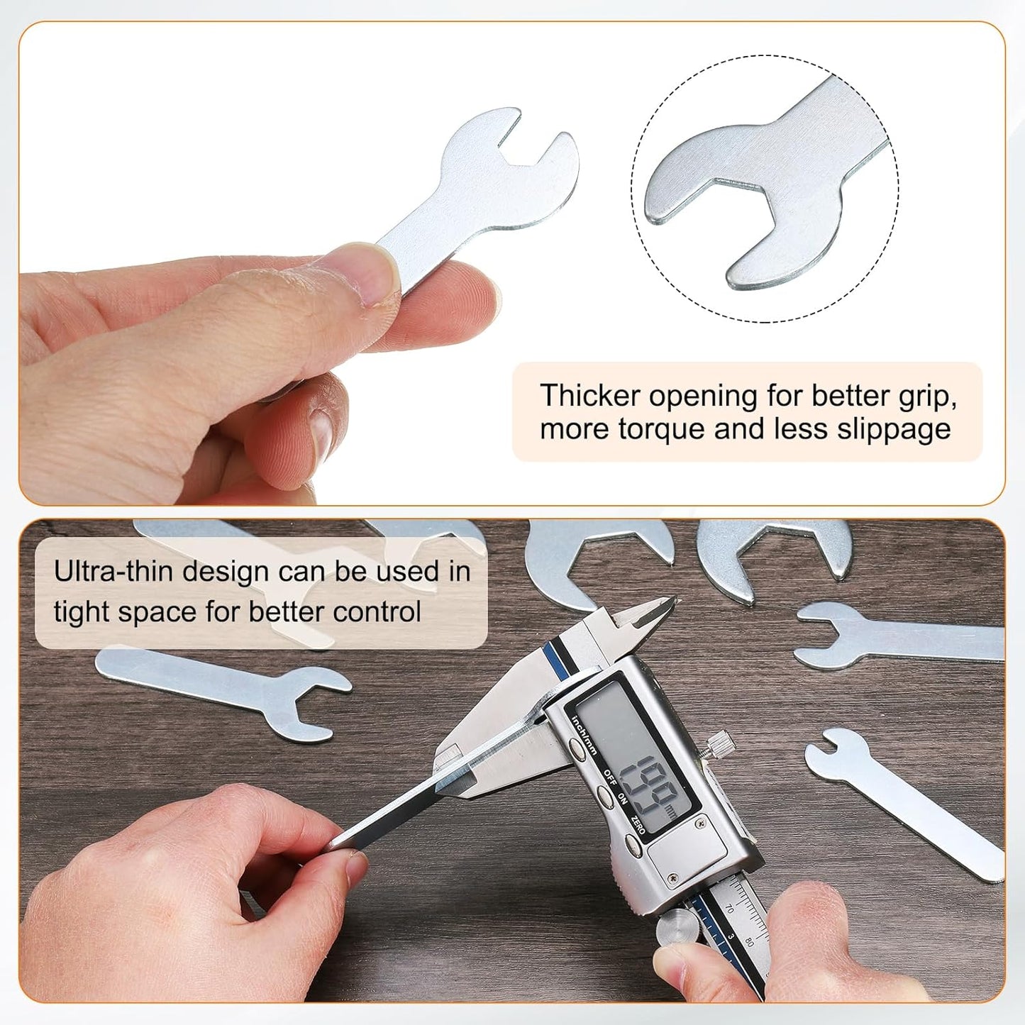 HARFINGTON 10pcs Small Wrench 10x70x1.5mm Metric U-Shaped Single Open Ended Spanner Super Thin Flat Head Galvanizing Wrench for Automotive Repair Furniture Assembly