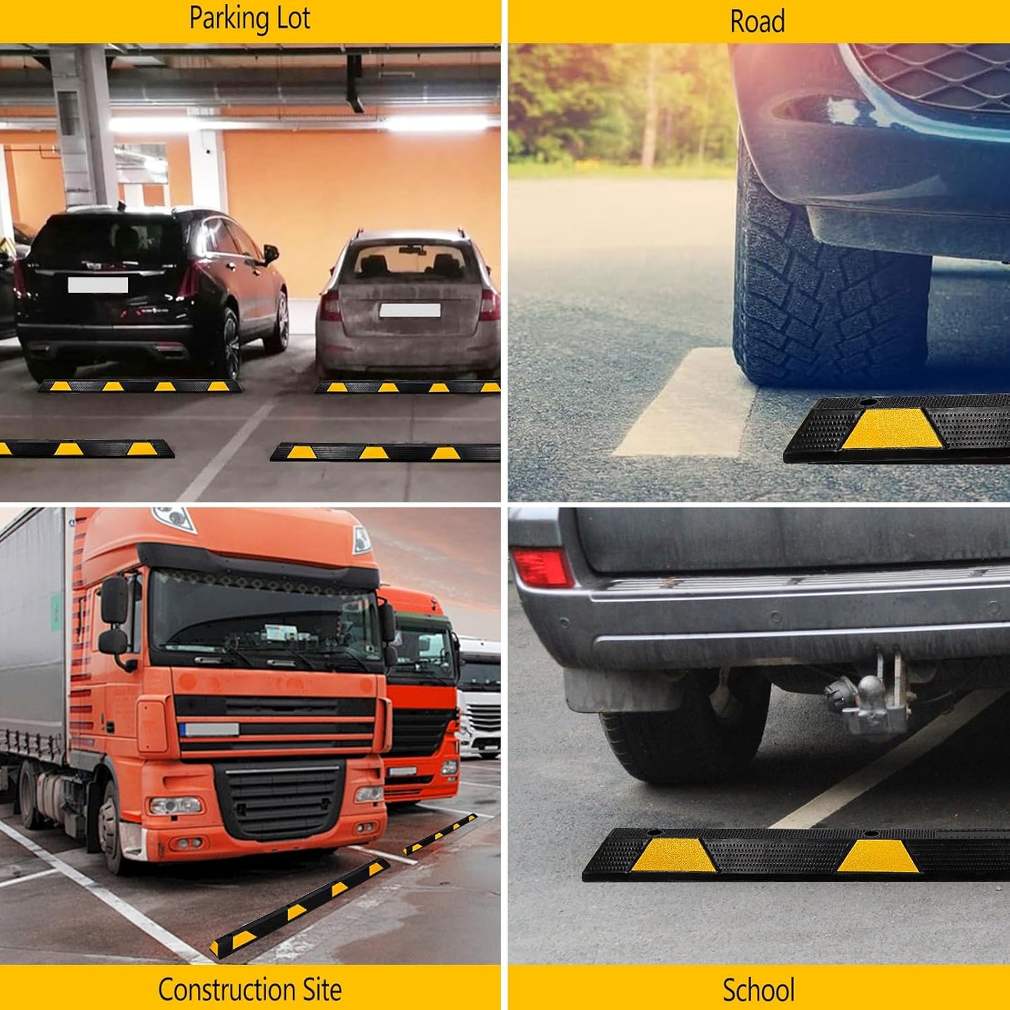 Curb Parking Garage Floor Stopper - 72 Inch Extra Wide Heavy Duty Rubber Parking Lot Stopper, for Vehicles Truck Driveway, Protect Pumpers from Cars Vans Trucks(1PC)