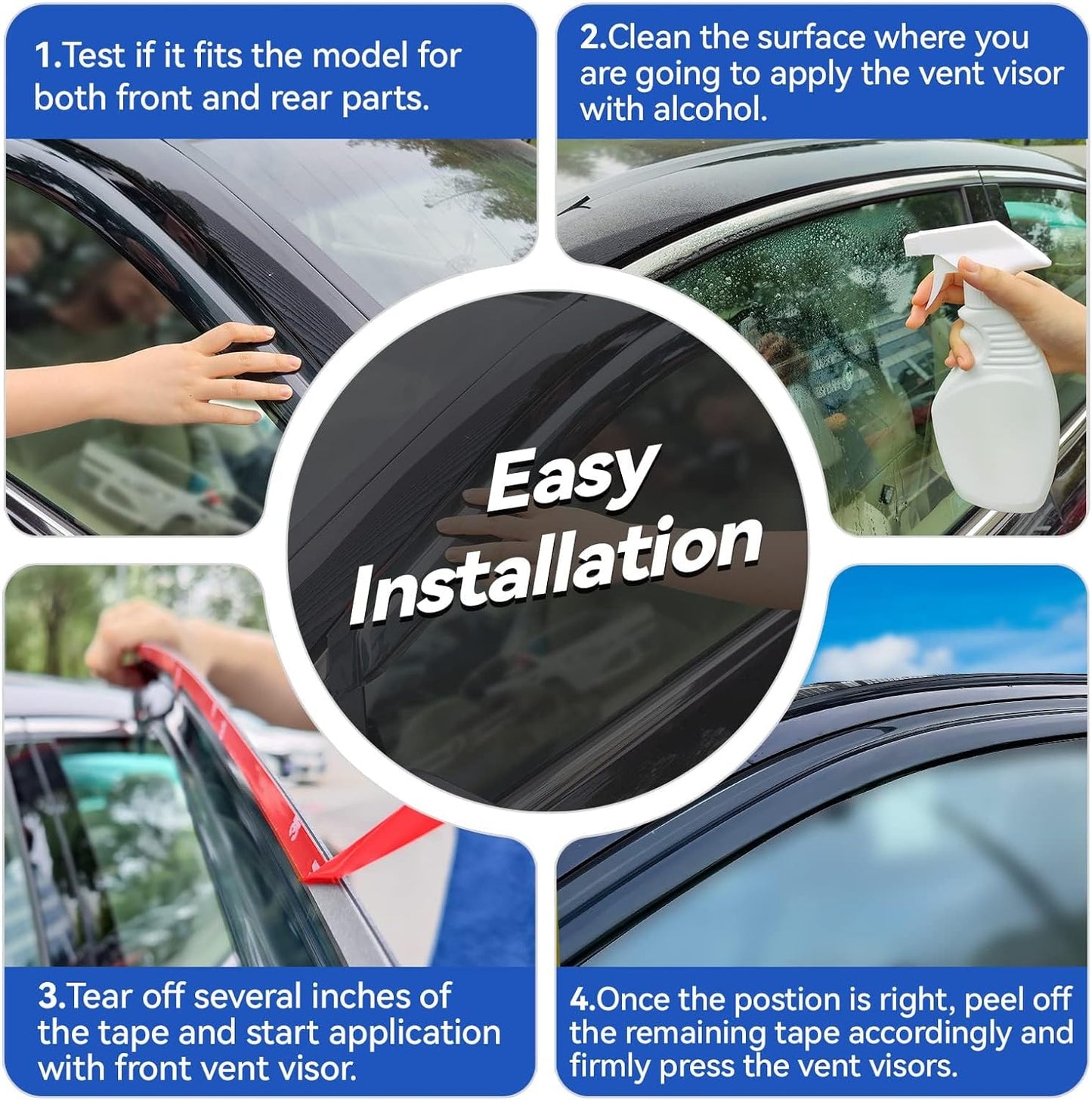 Window Visors Rain Guards for 2018-2023 Hyundai Kona, Out-Channel Window Vent Wind Deflectors Visors Shades for 18-23 Kona