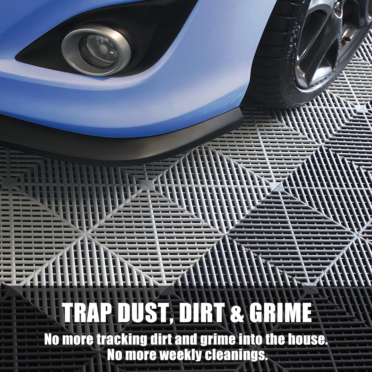 50PCS|15.7"x15.7" Garage Flooring Tiles, Non-Slip Interlocking Plastic Garage Floor Mat, Garage Organization & Garage Storage, Vented Pattern (Black)