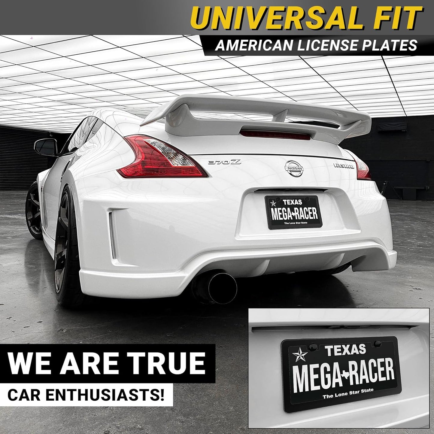 Premium Slim Matte Black License Plate Frames – Best Value 4 Pack, Rust-Free Stainless Steel & Rattle-Free, Street Legal, Universal with Screw Cover, Thin Edged Metal Front & Rear Car Tag Holders