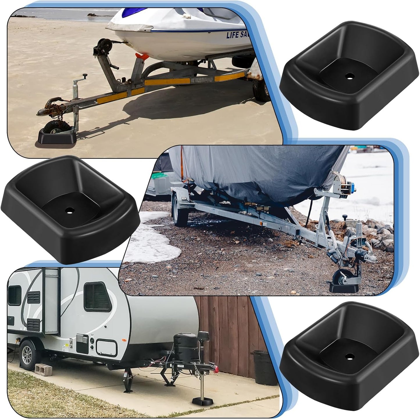 2 Pcs Jack Wheel Chock Rubber Caster Trailer Dock Heavy Duty 6 Inch Stabilizer Single Wheel Stopper Transport for Travel Trailer Cargo Camper Boat Roller Stopper