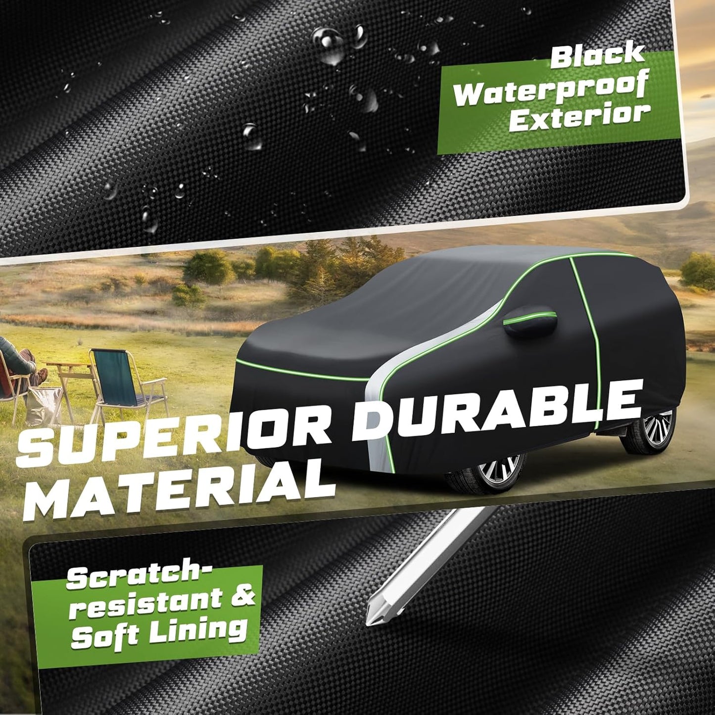 Mixsuper Liner Car Cover for Lexus RX 1999-2026 (RX330 RX350 RX400H RX450H RX500H), 7 Layers Waterproof Car Cover Accessories for RX with Zipper Door, Windproof Straps, Reflective Strips, All Weather