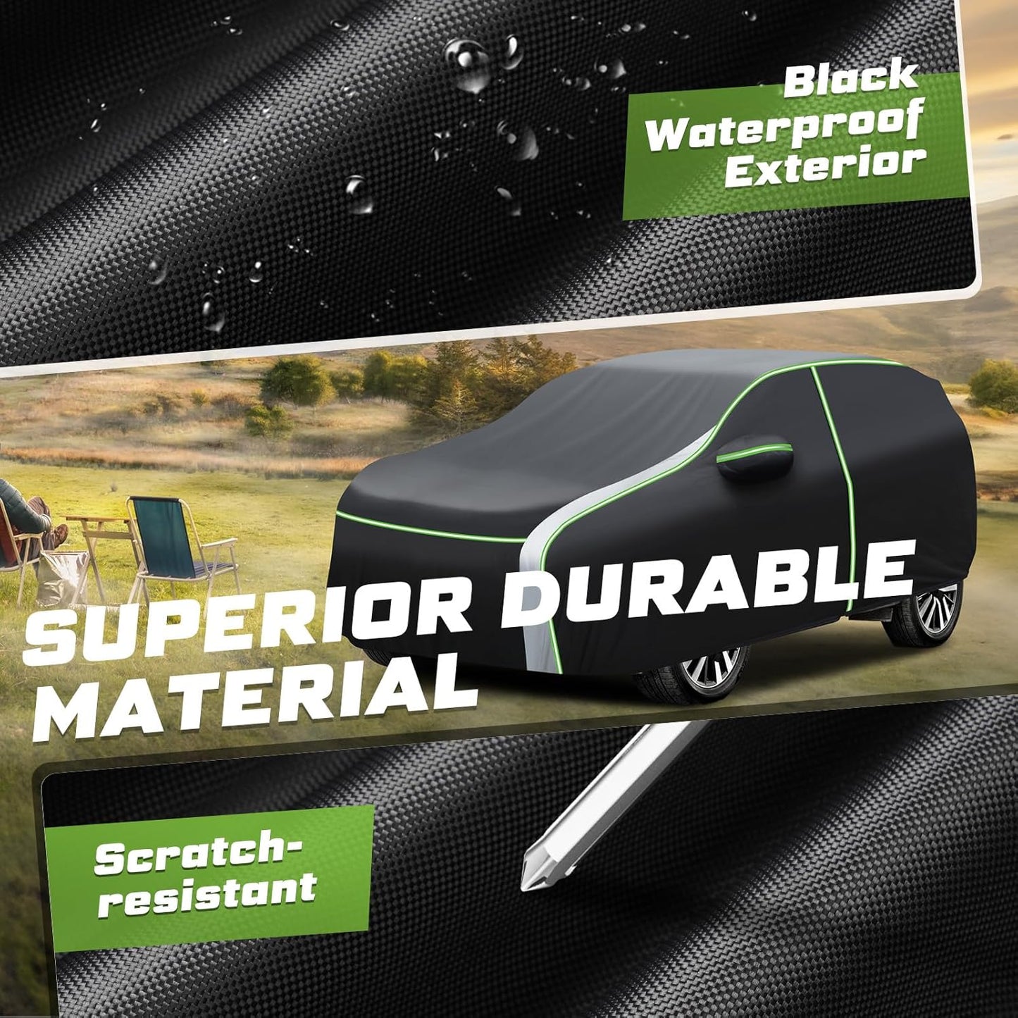 Mixsuper Liner Car Cover for Subaru Crosstrek 2013-2026, 7 Layers Waterproof Car Cover Accessories for Crosstrek with Zipper Door, Windproof Straps, Reflective Strips, Anti-UV, All Weather