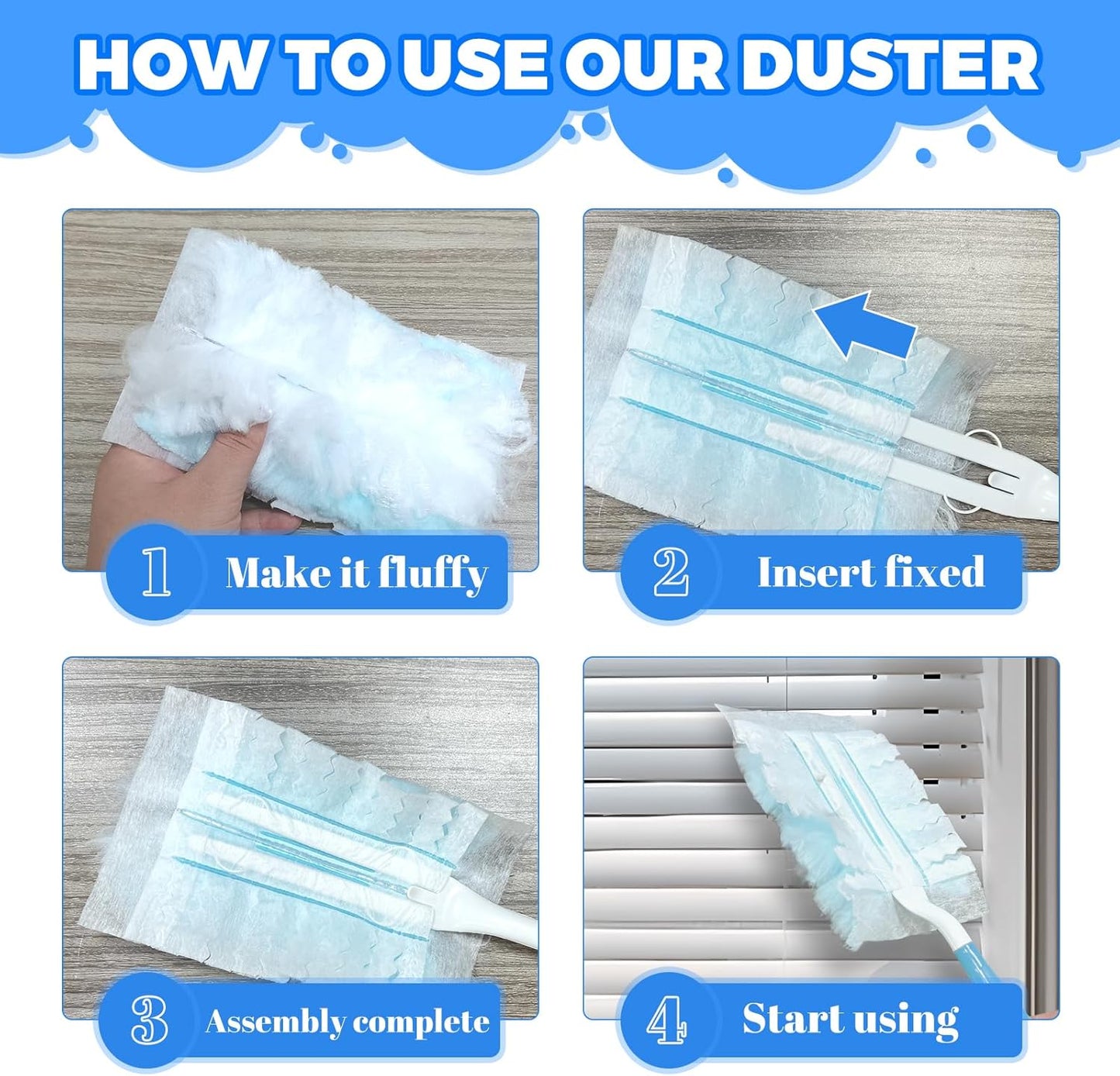 Duster Refills Compatible with Swiffer Heavy Duty Duster Refill,1 Handle+10 Count Dusters for Swiffer Duster Kit,Dusters for Cleaning/Car/Electronics/Furniture/Blinds/Ceiling Fan Cleaner