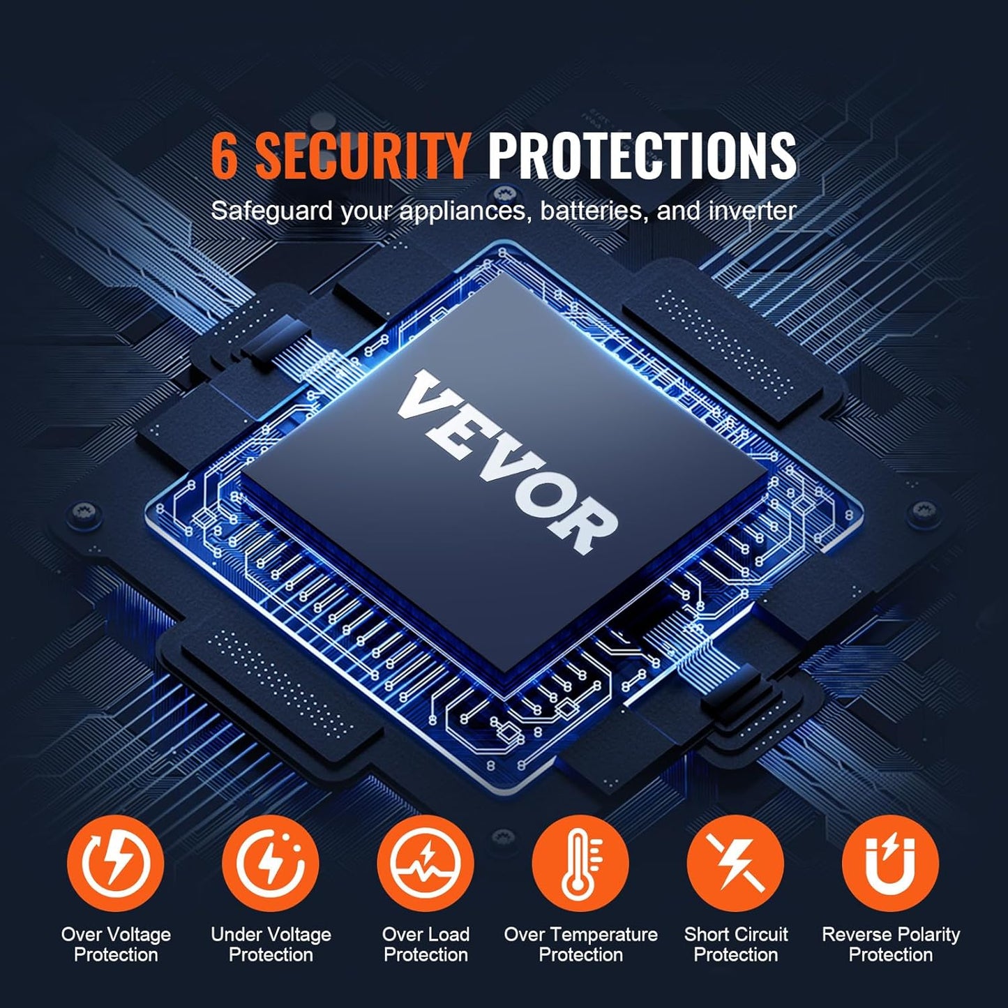 VEVOR Pure Sine Wave Inverter, 2000 Watt, DC 12V to AC 120V Power Inverter with 2 AC Outlets 2 USB Port 1 Type-C Port, LCD Display and Remote Controller for Medium-Sized Household Equipment, CE FCC