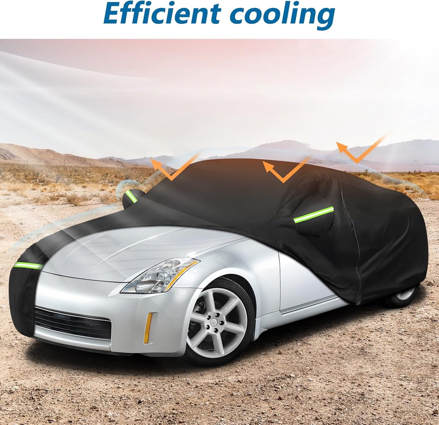 Car Cover Waterproof for 2003-2009 Nissan 350Z,210D Oxford Cloth with Cotton Outdoor Car Covers with Zipper Windproof Heavy Duty All Weather (Black)