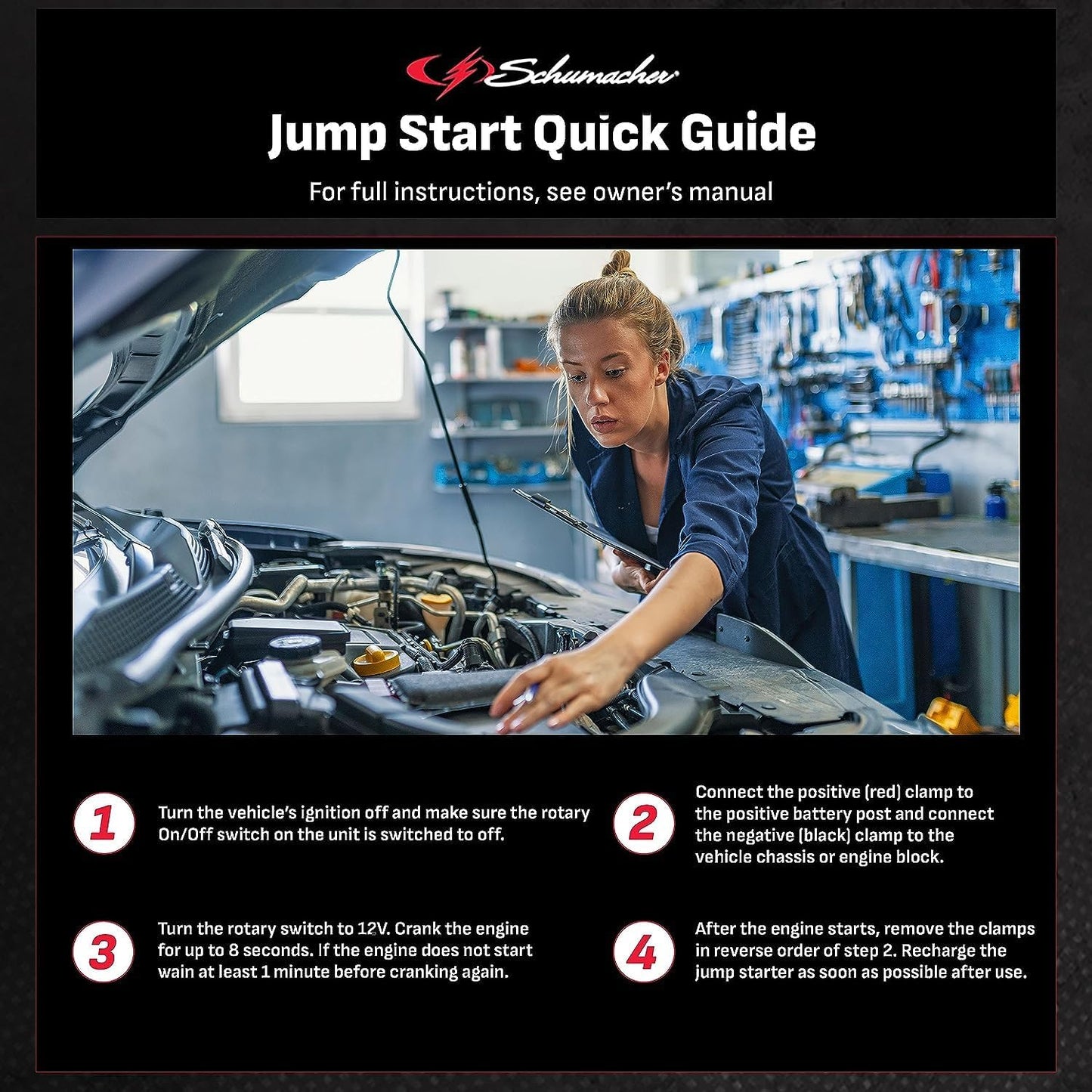 Schumacher Electric DSR ProSeries Car Battery Jump Starter, Maintainer & Portable Power Station - 12V 2000 Peak Amps & 400 Cranking Amps - with DC & USB Charging Ports - DSR157