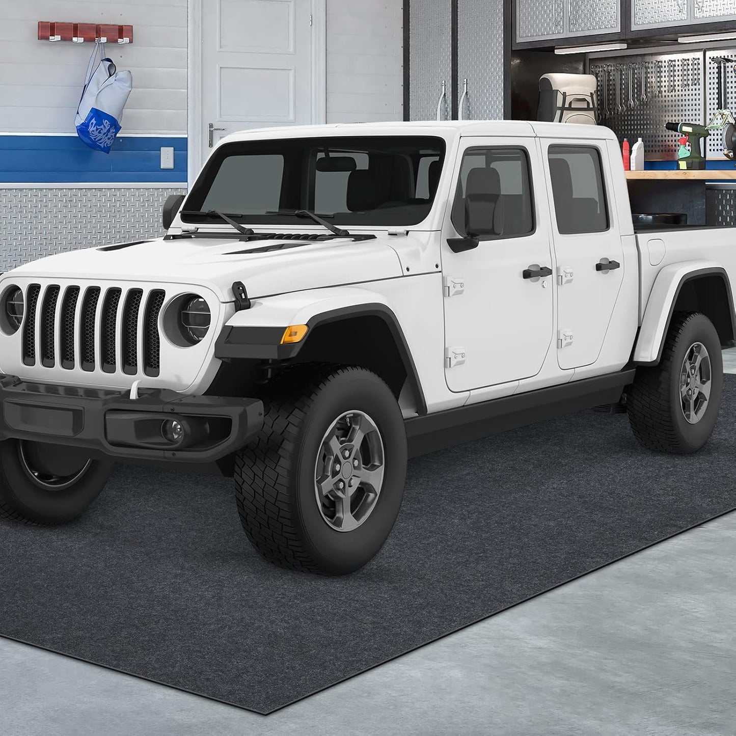 Oil Spill Mat, 7.4 x 20 Ft, Premium Absorbent Oil Pad. Contains Liquids, Protects Garage Floor from Spills, Drips, Splashes and Stains. Washable, Reusable, Waterproof Rubber Parking Mats