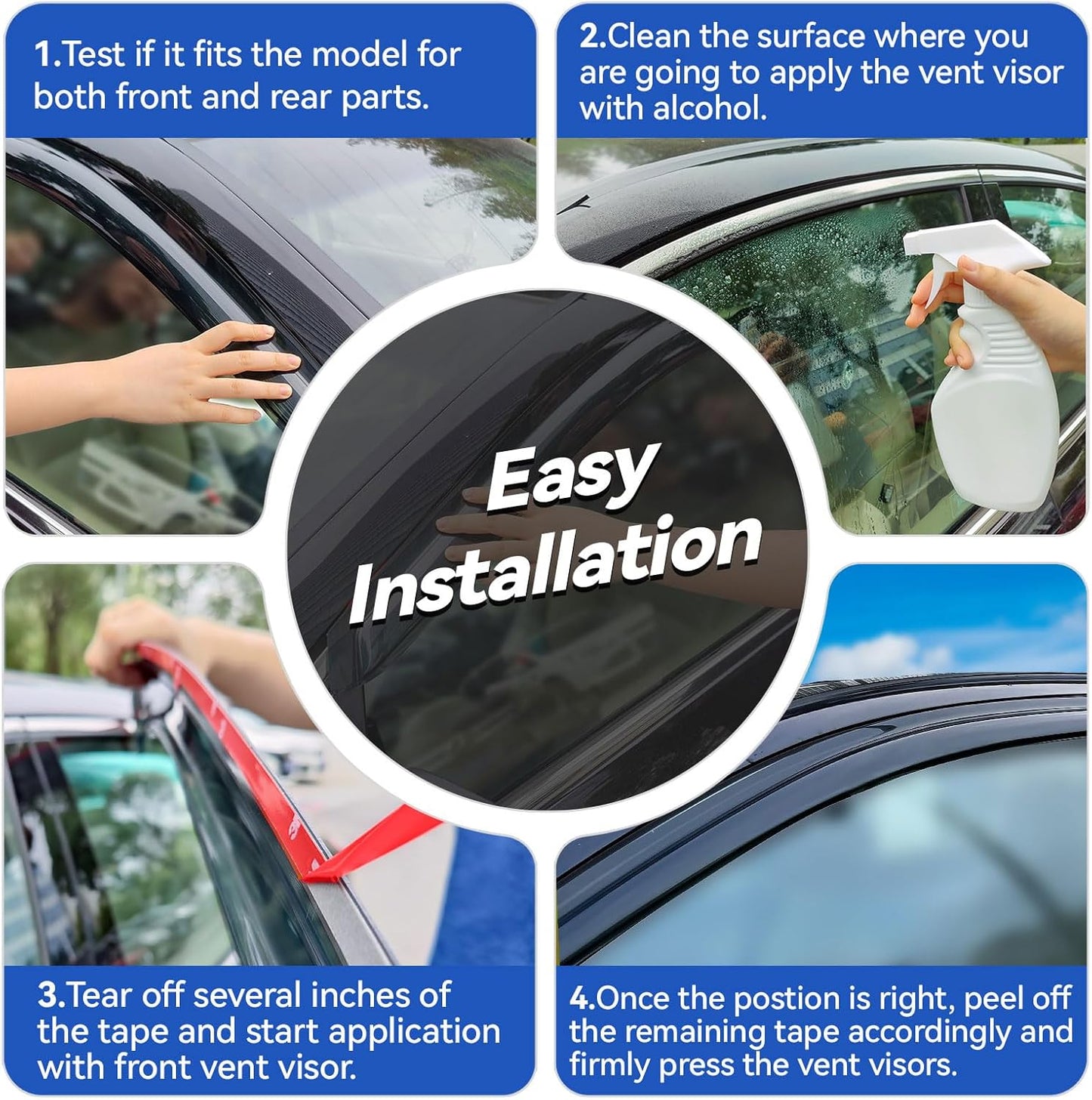 Window Visors Rain Guards for 2014-2018 Mazda 3 Sedan, Out-Channel Window Vent Wind Deflectors Visors Shades for 14-18 Mazda 3 Hatchback