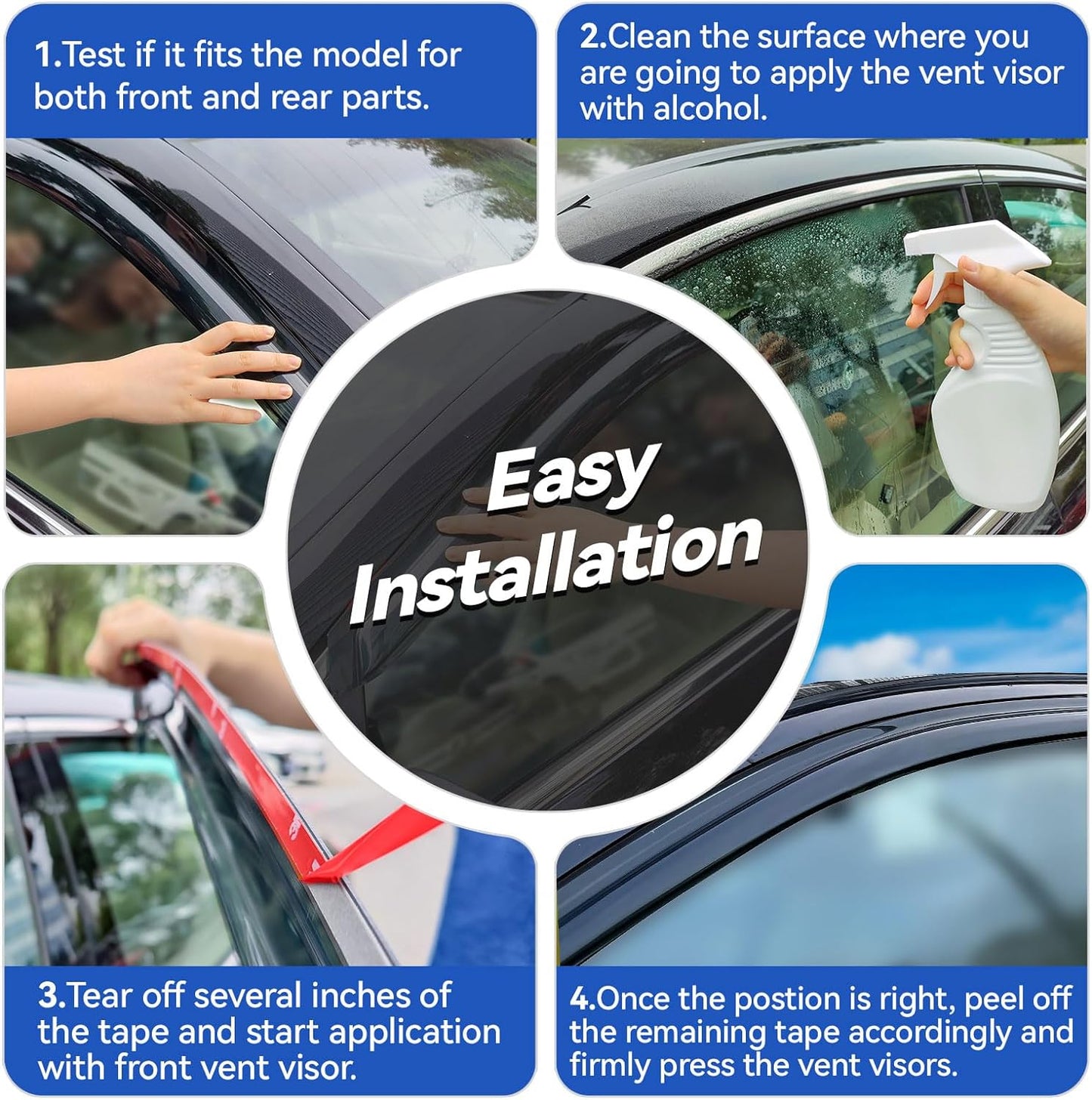 Window Visors Rain Guards for 2008-2023 Dodge Challenger, Out-Channel Window Vent Wind Deflectors Visors Shades for 08-23 Challenger